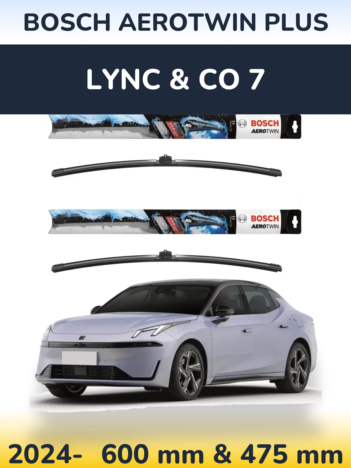 Комплект передних дворников BOSCH AeroTwin Plus 600 & 475 мм для Lync & Co 7 2024-2026