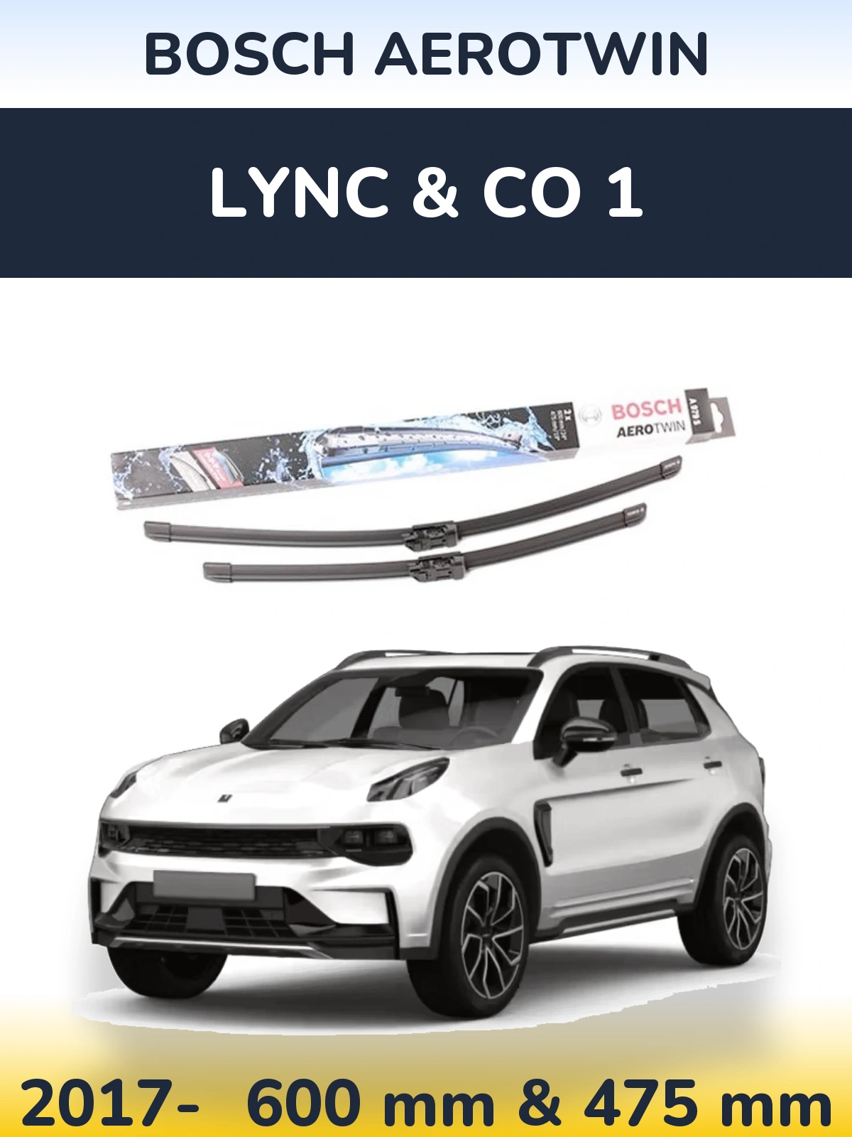 Komplet przednich wycieraczek BOSCH AeroTwin 600 & 475 mm do Lync & Co 1 2017-2026