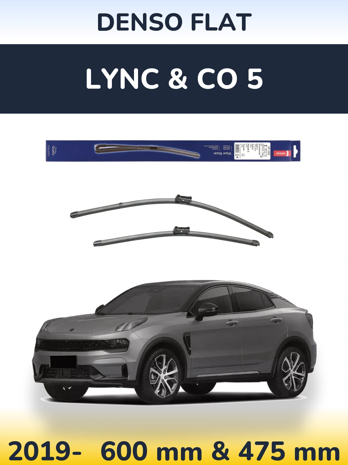Комплект передних дворников Denso Flat 600 & 475 мм для Lync & Co 5 2019-2026