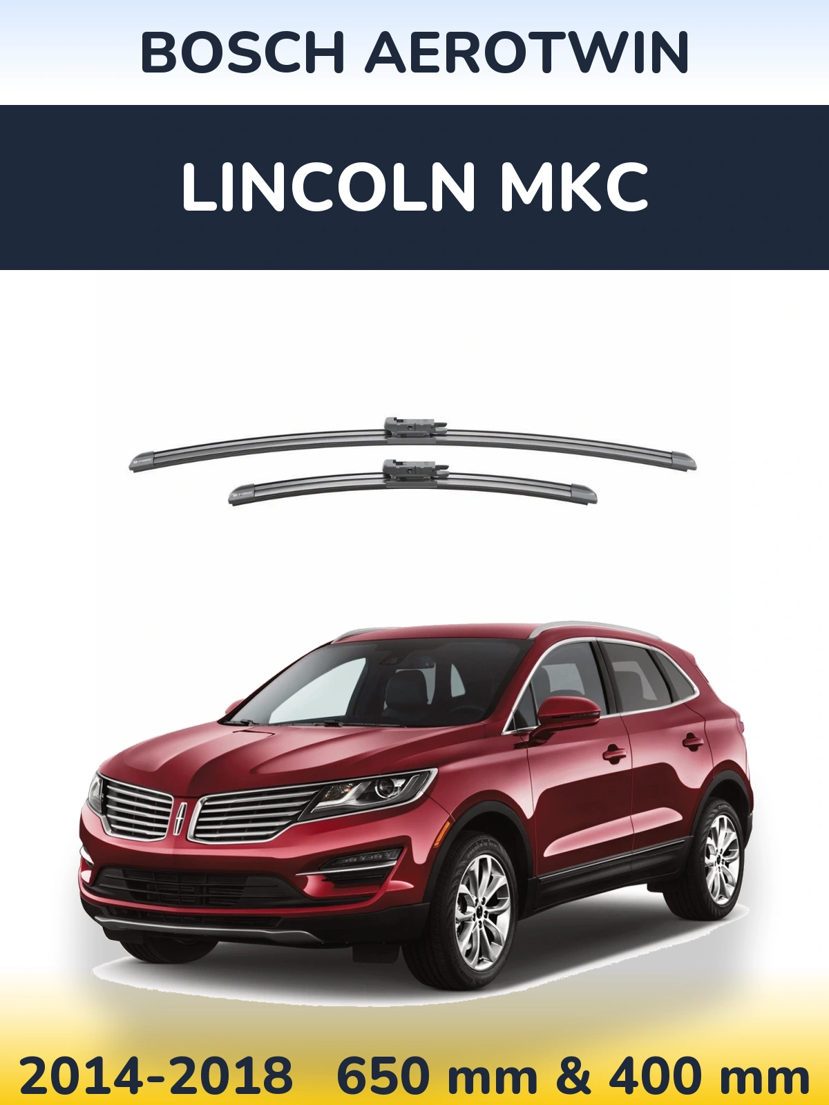 Komplet przednich wycieraczek BOSCH AeroTwin 650 & 400 mm do Lincoln MKC 2014-2018