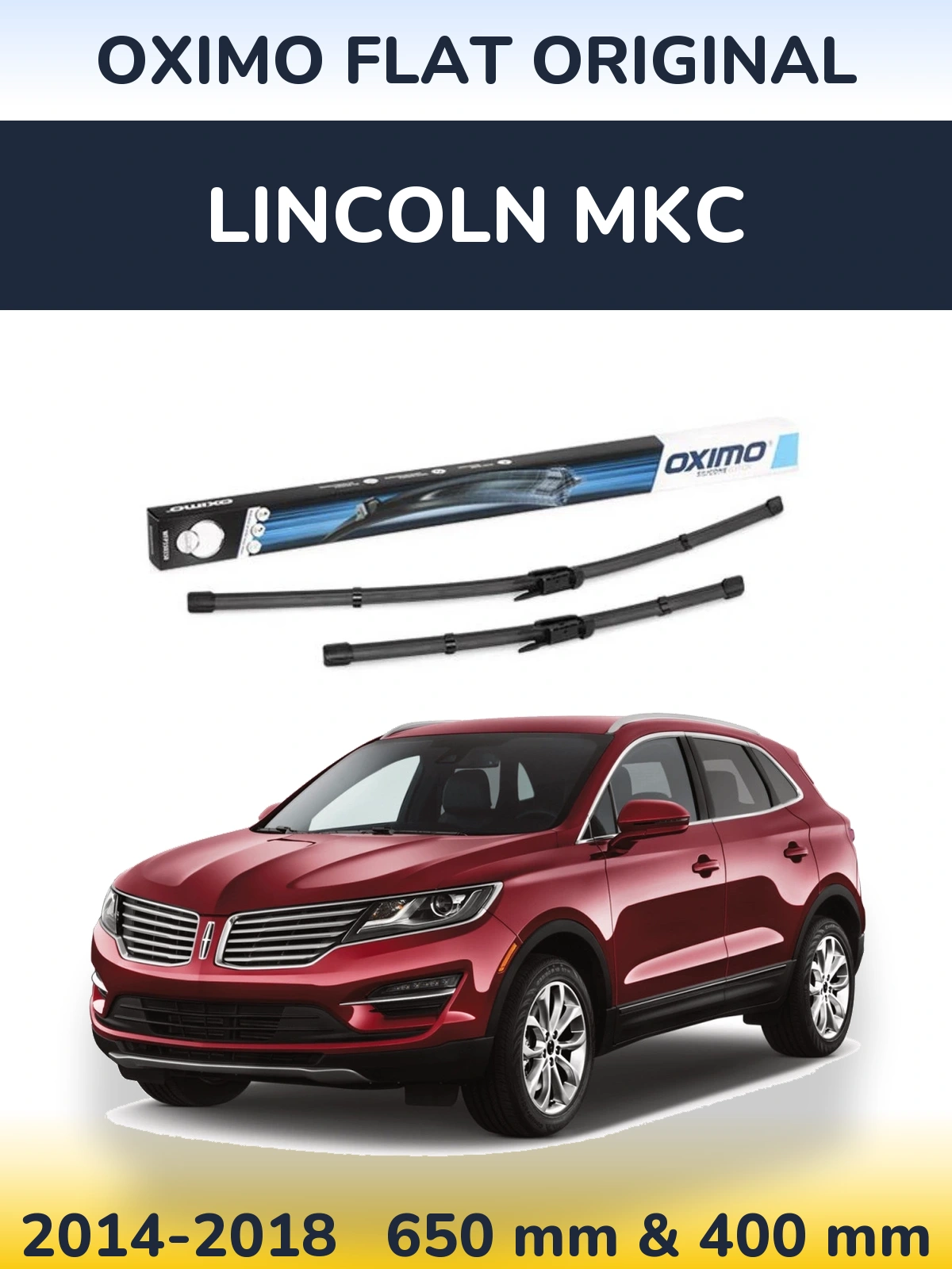 Komplet przednich wycieraczek Oximo Flat Original 650 & 400 mm do Lincoln MKC 2014-2018