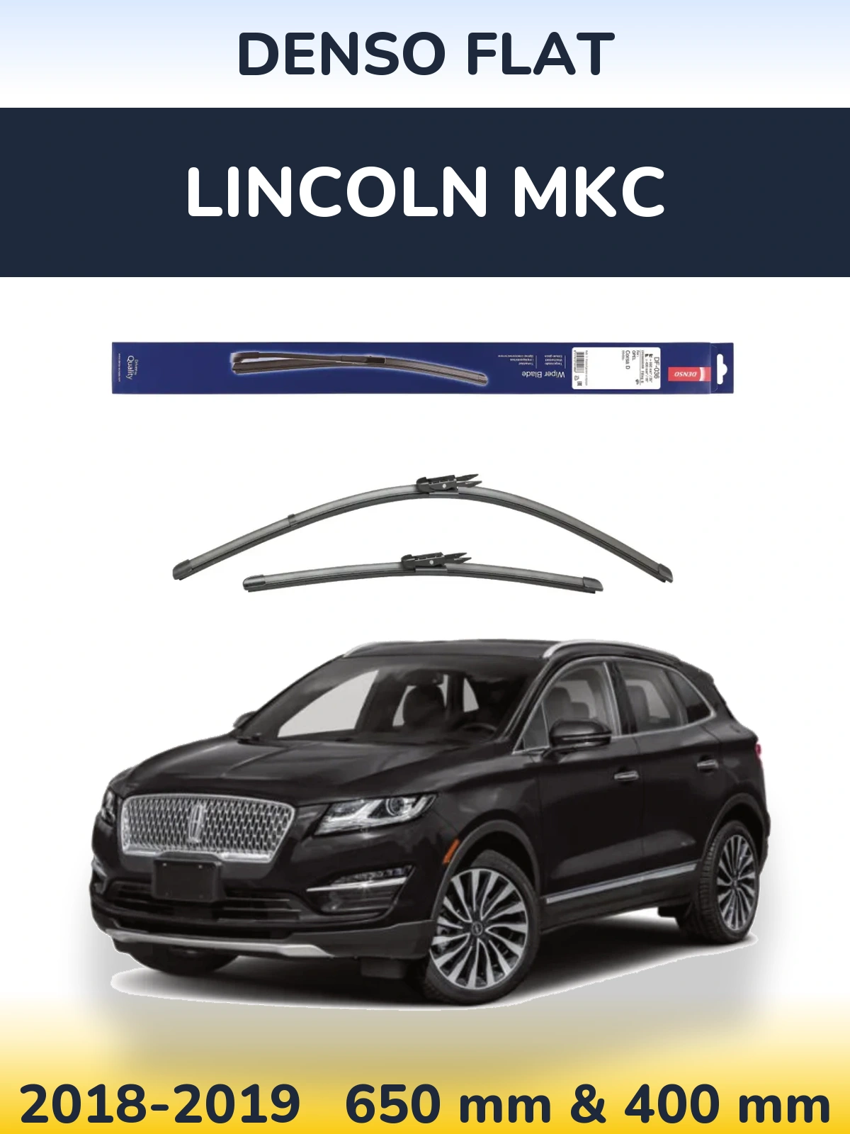 Комплект передних дворников Denso Flat 650 & 400 мм для Lincoln MKC 2018-2019