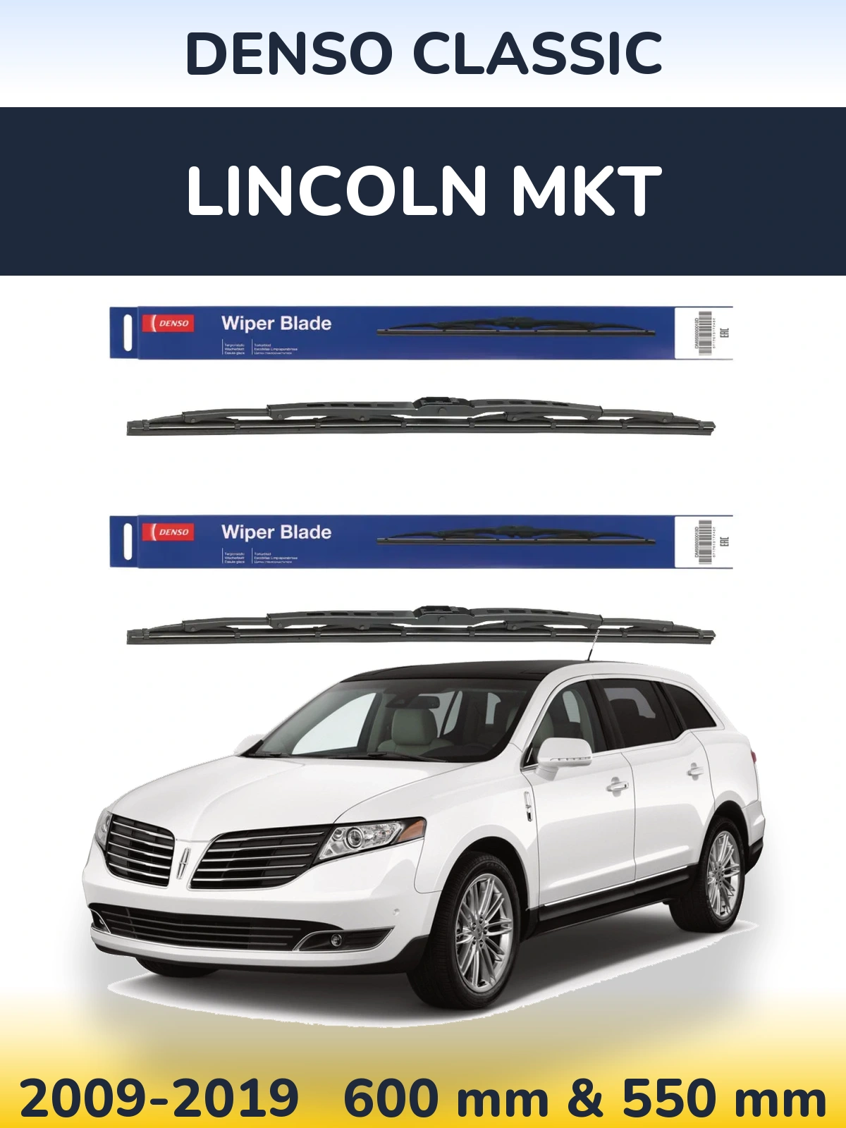 Komplet przednich wycieraczek Denso Classic 600 & 550 mm do Lincoln MKT 2009-2019