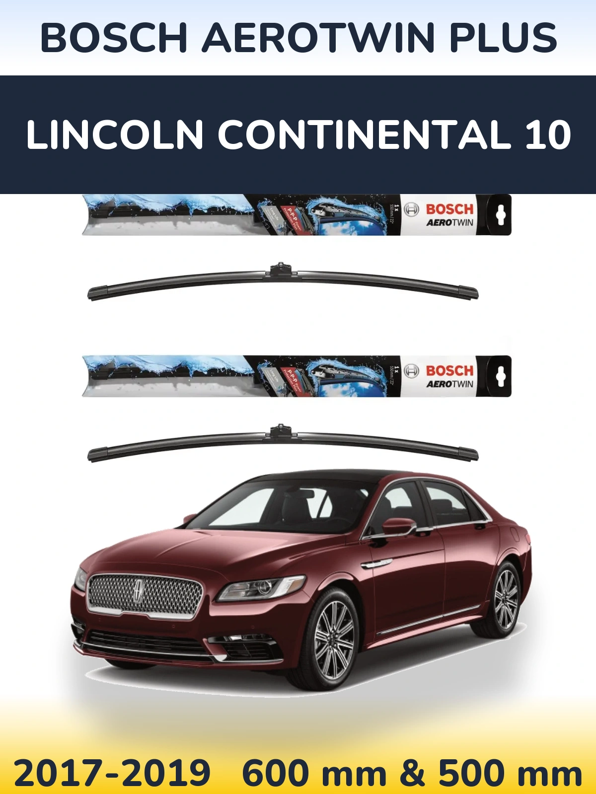 Komplet przednich wycieraczek BOSCH AeroTwin Plus 600 & 500 mm do Lincoln Continental 10 2017-2019