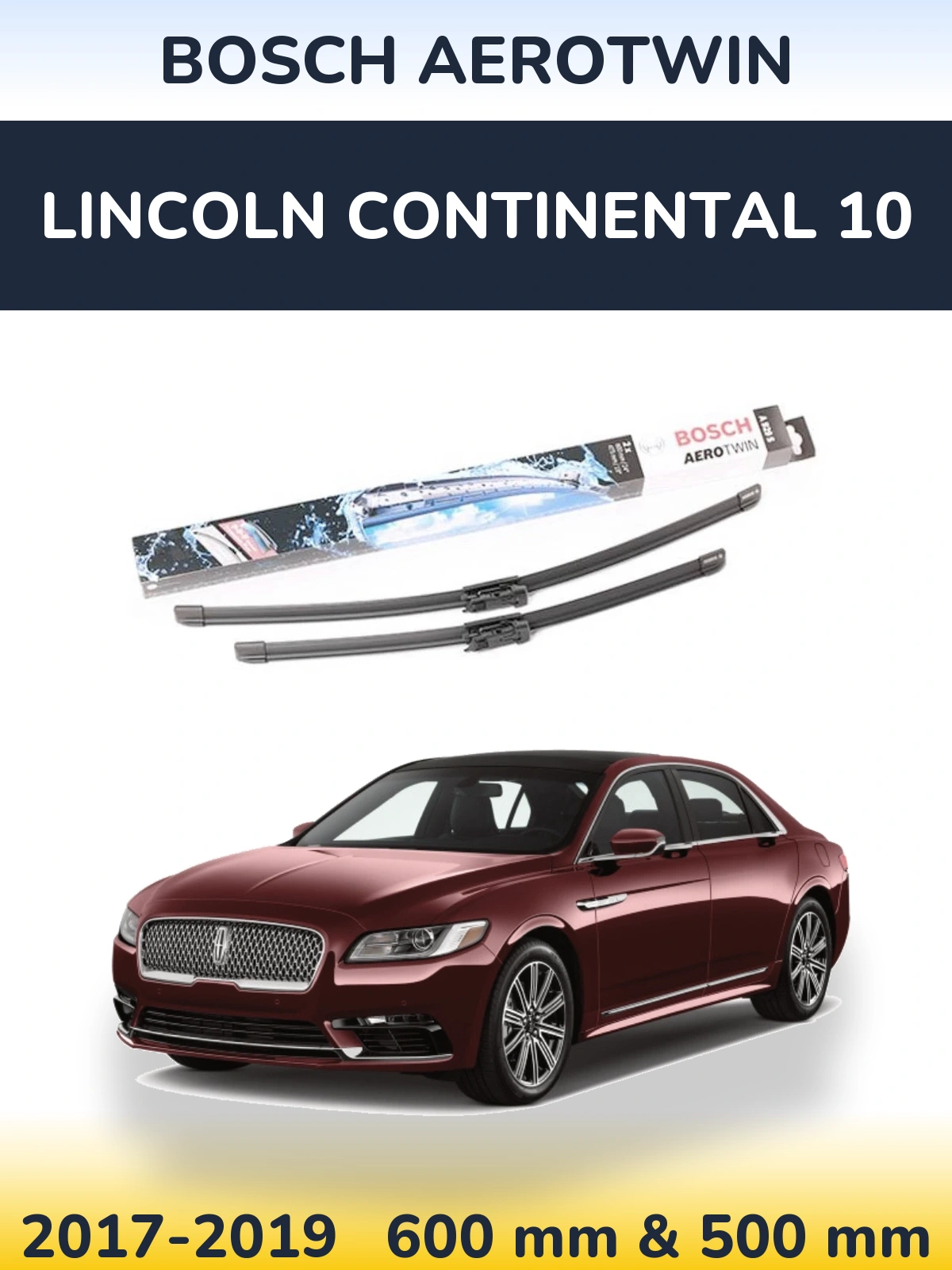 Komplet przednich wycieraczek BOSCH AeroTwin 600 & 475 mm do Lincoln Continental 10 2017-2019