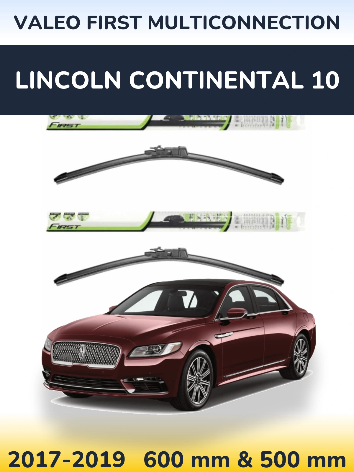 Комплект передних дворников Valeo First MultiConnection 600 & 500 мм для Lincoln Continental 10 2017-2019