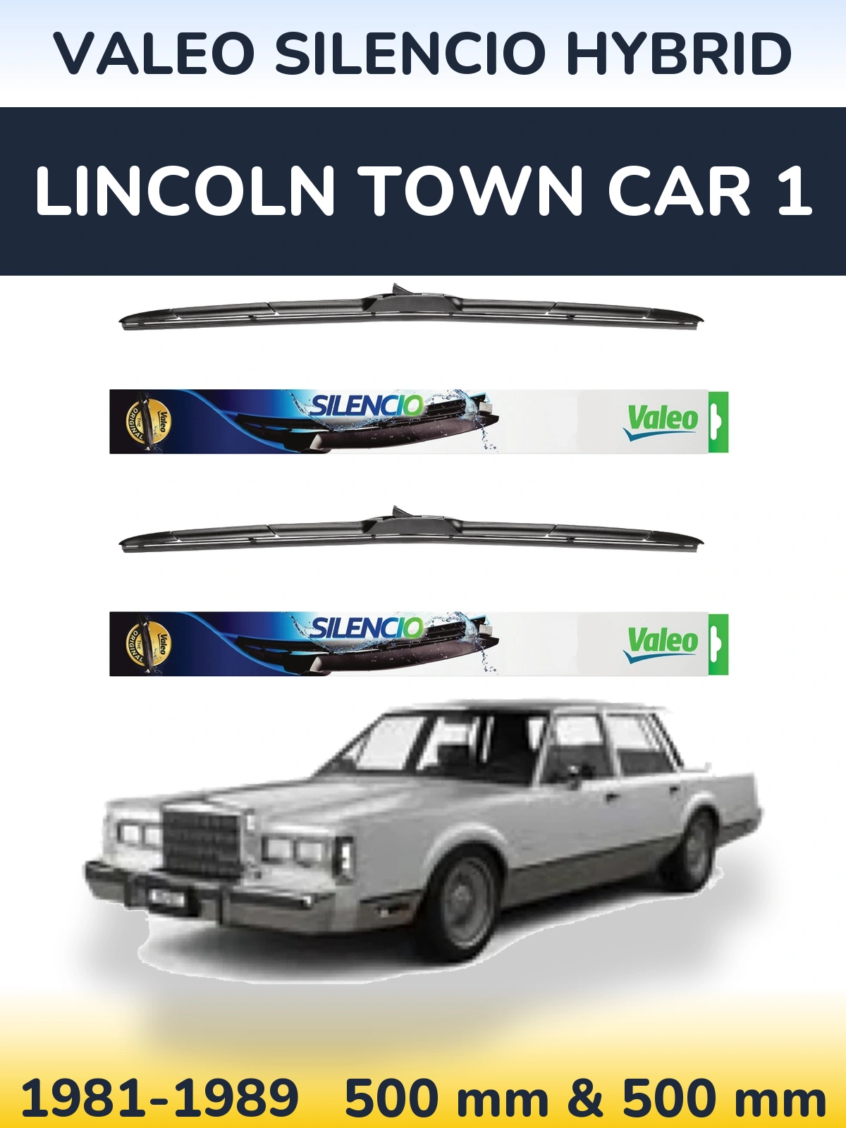 Комплект передних дворников Valeo Silencio Hybrid 500 & 500 мм для Lincoln Town Car 1 1981-1989