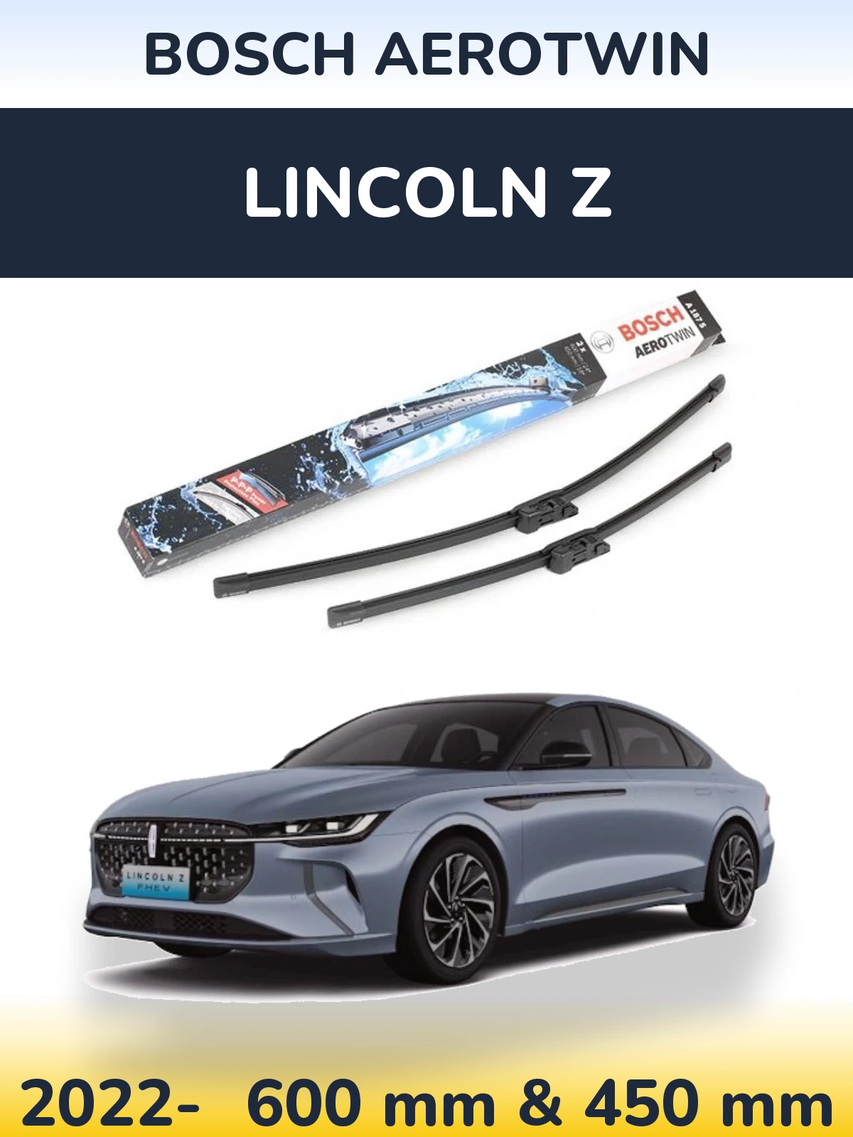 Komplet przednich wycieraczek BOSCH AeroTwin 600 & 450 mm do Lincoln Z 2022-2026