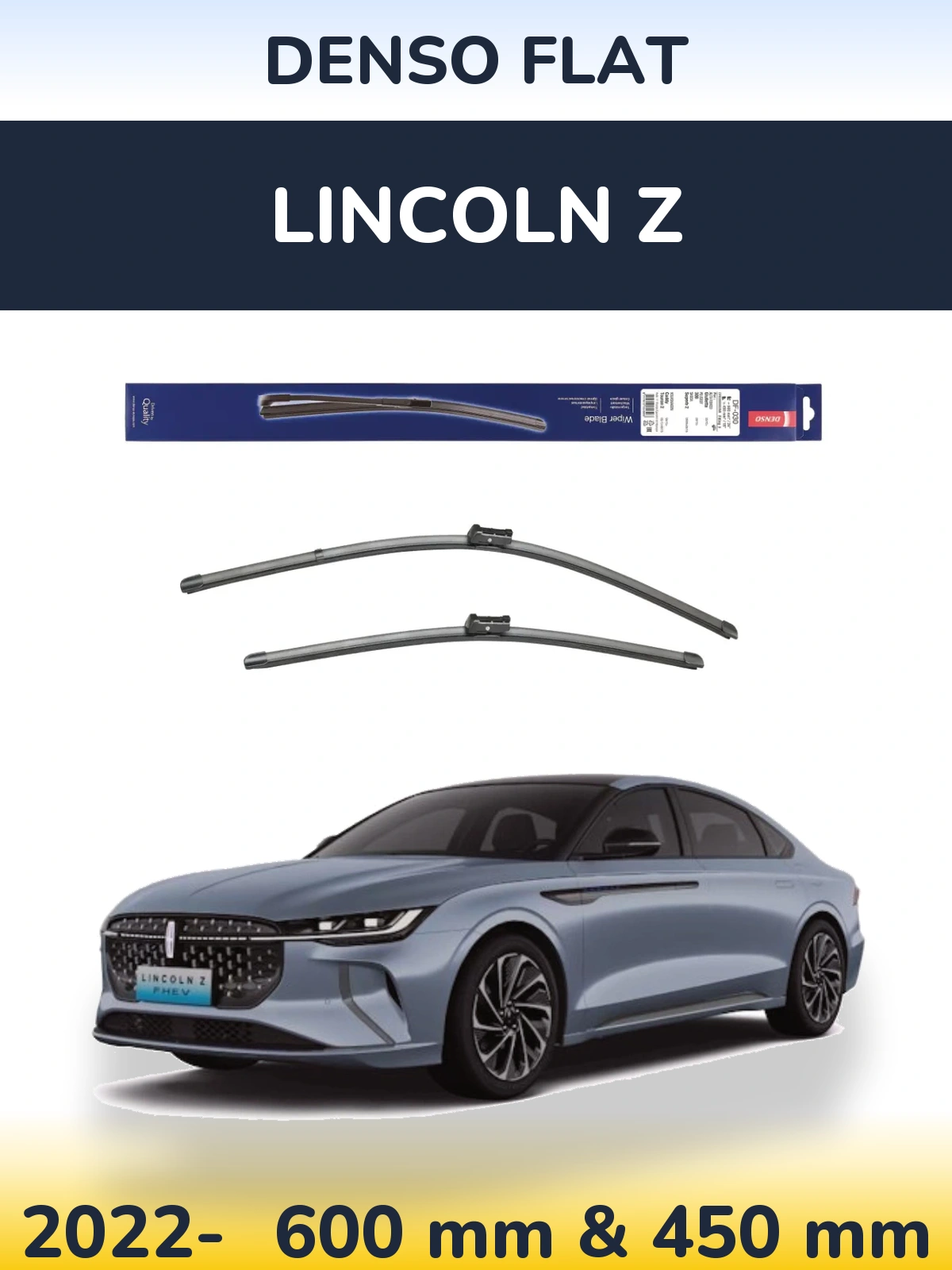Komplet przednich wycieraczek Denso Flat 600 & 450 mm do Lincoln Z 2022-2026