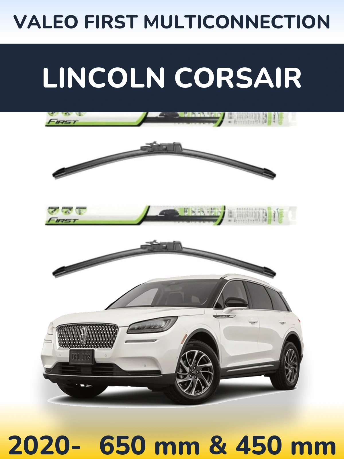 Komplet przednich wycieraczek Valeo First MultiConnection 650 & 450 mm do Lincoln Corsair 2020-2026