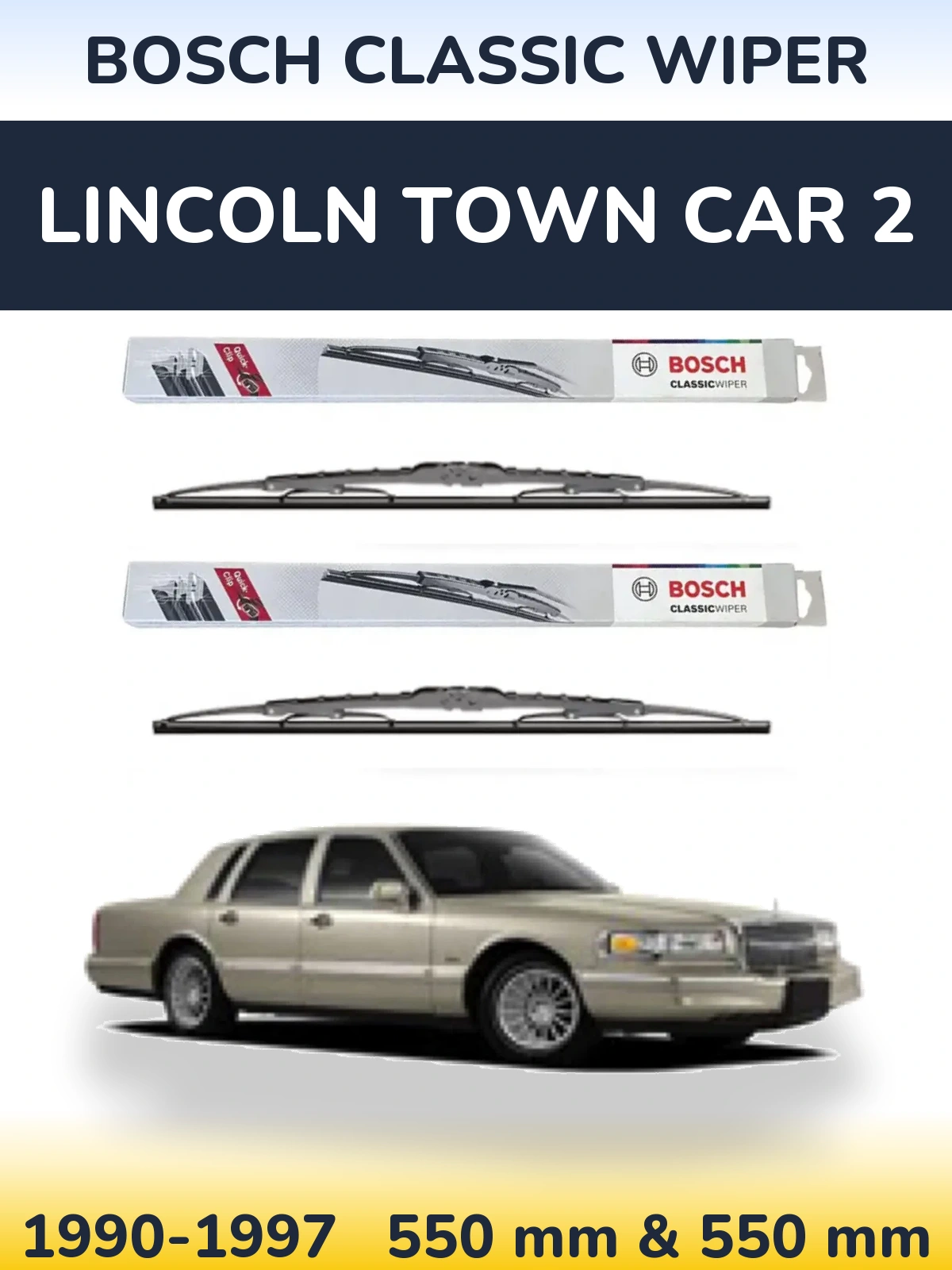 Комплект передних дворников BOSCH Classic Wiper 550 & 550 мм для Lincoln Town Car 2 1990-1997