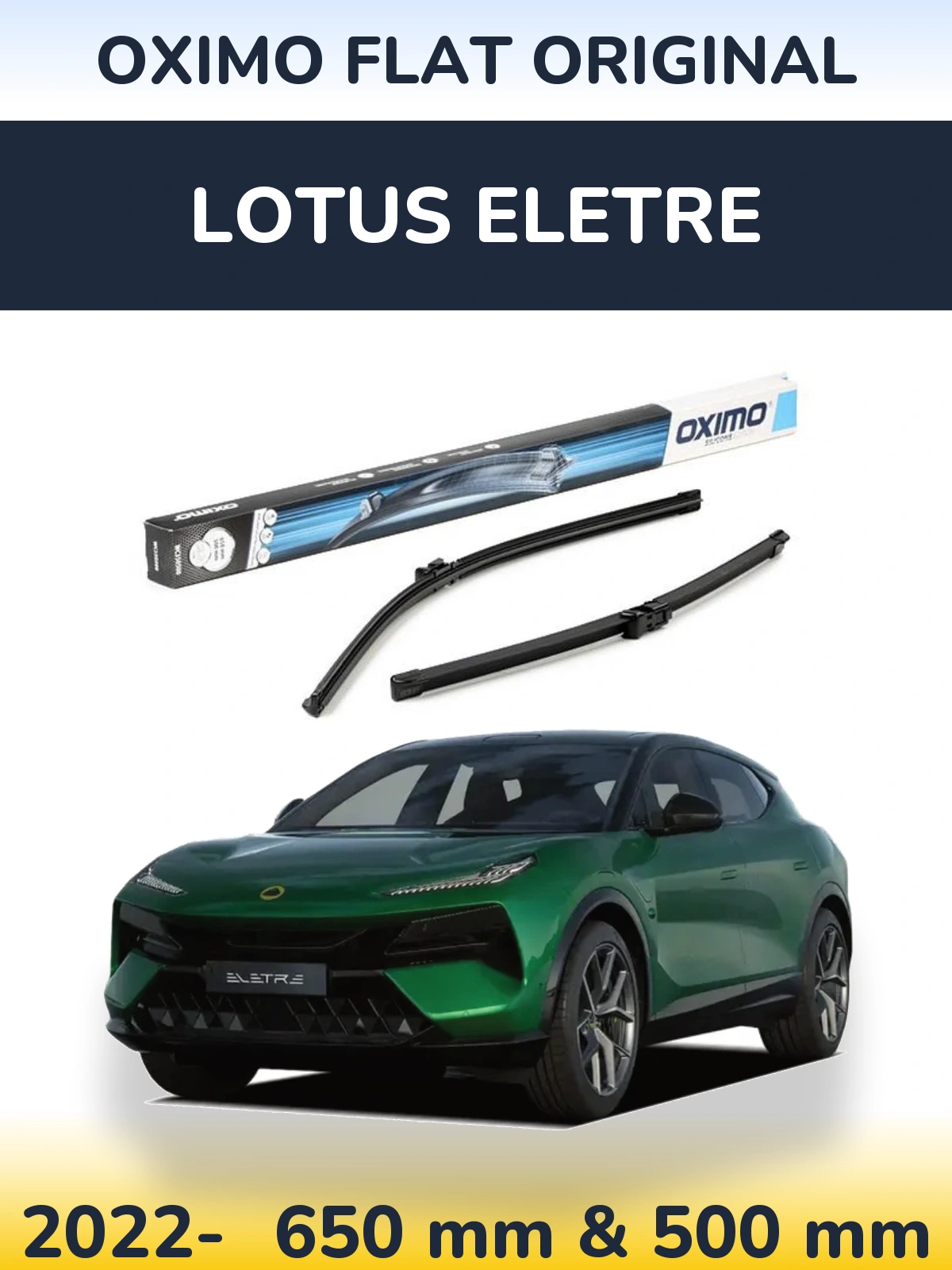 Комплект передних дворников Oximo Flat Original 650 & 500 мм для Lotus Eletre 2022-2026