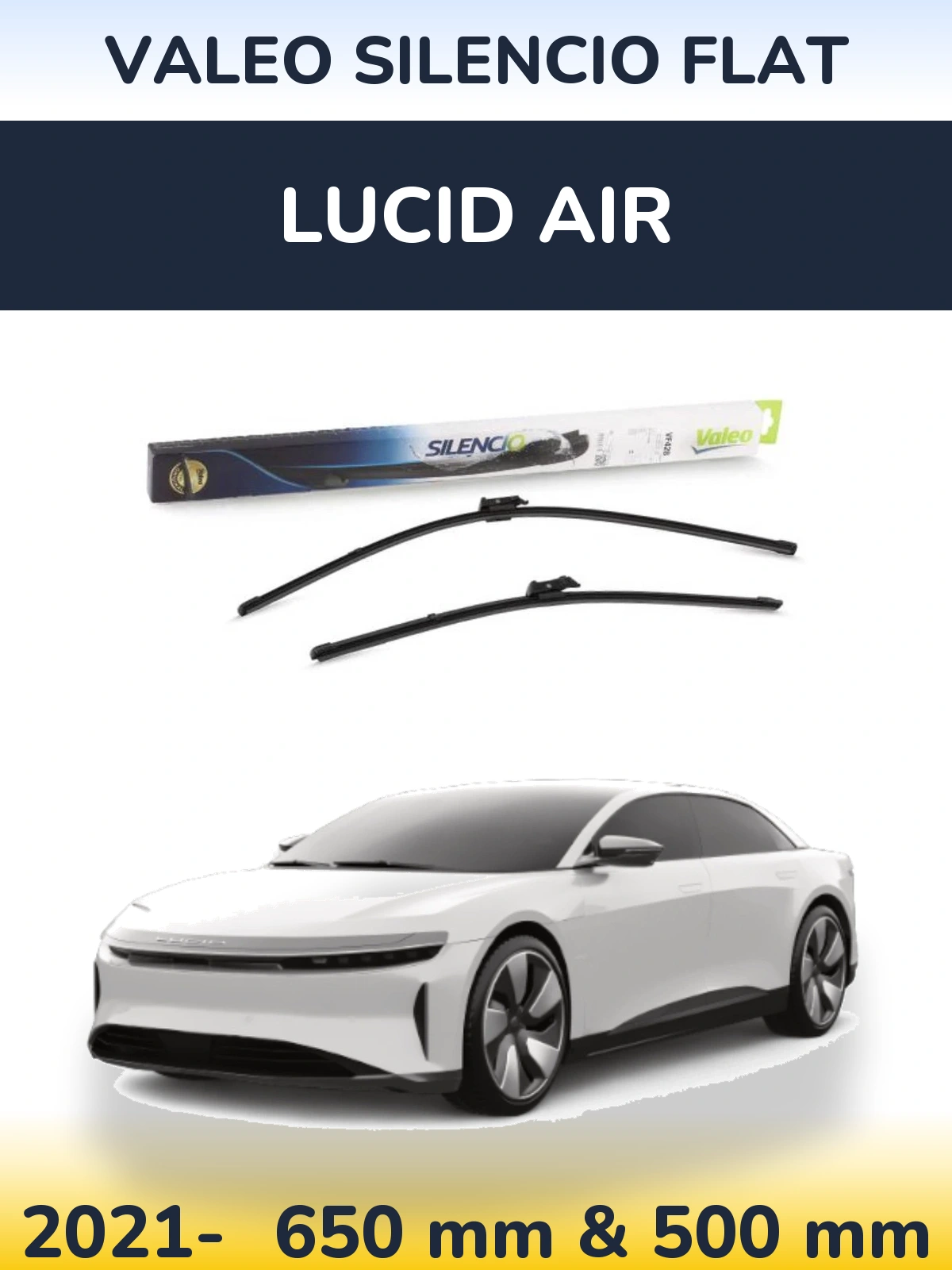 Komplet przednich wycieraczek Valeo Silencio Flat 650 & 500 mm do Lucid Air 2021-2026