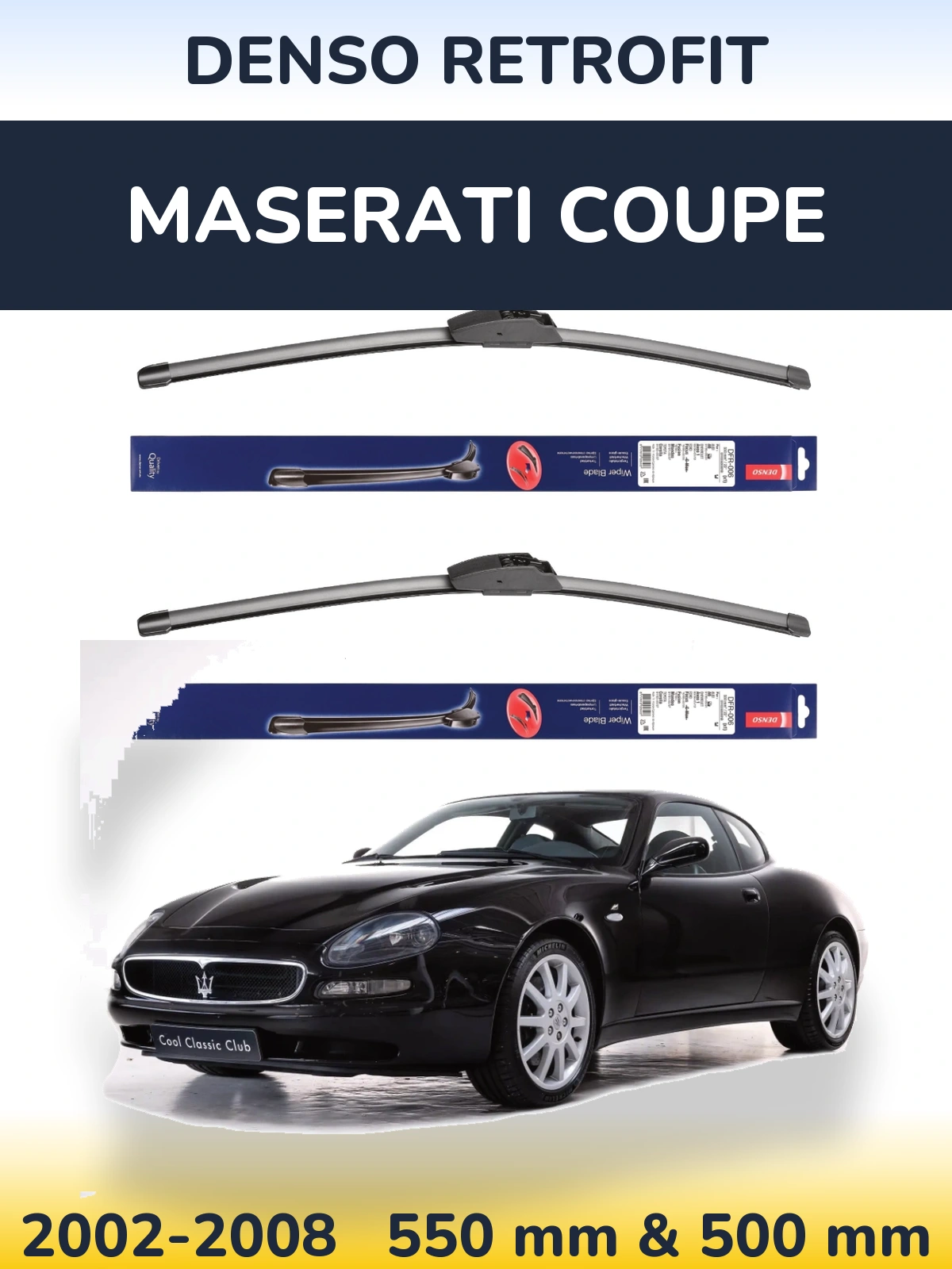 Комплект передних дворников Denso Retrofit 550 & 500 мм для Maserati Coupe 2002-2008