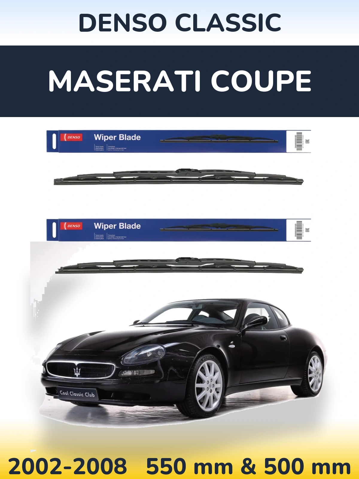 Комплект передних дворников Denso Classic 550 & 500 мм для Maserati Coupe 2002-2008