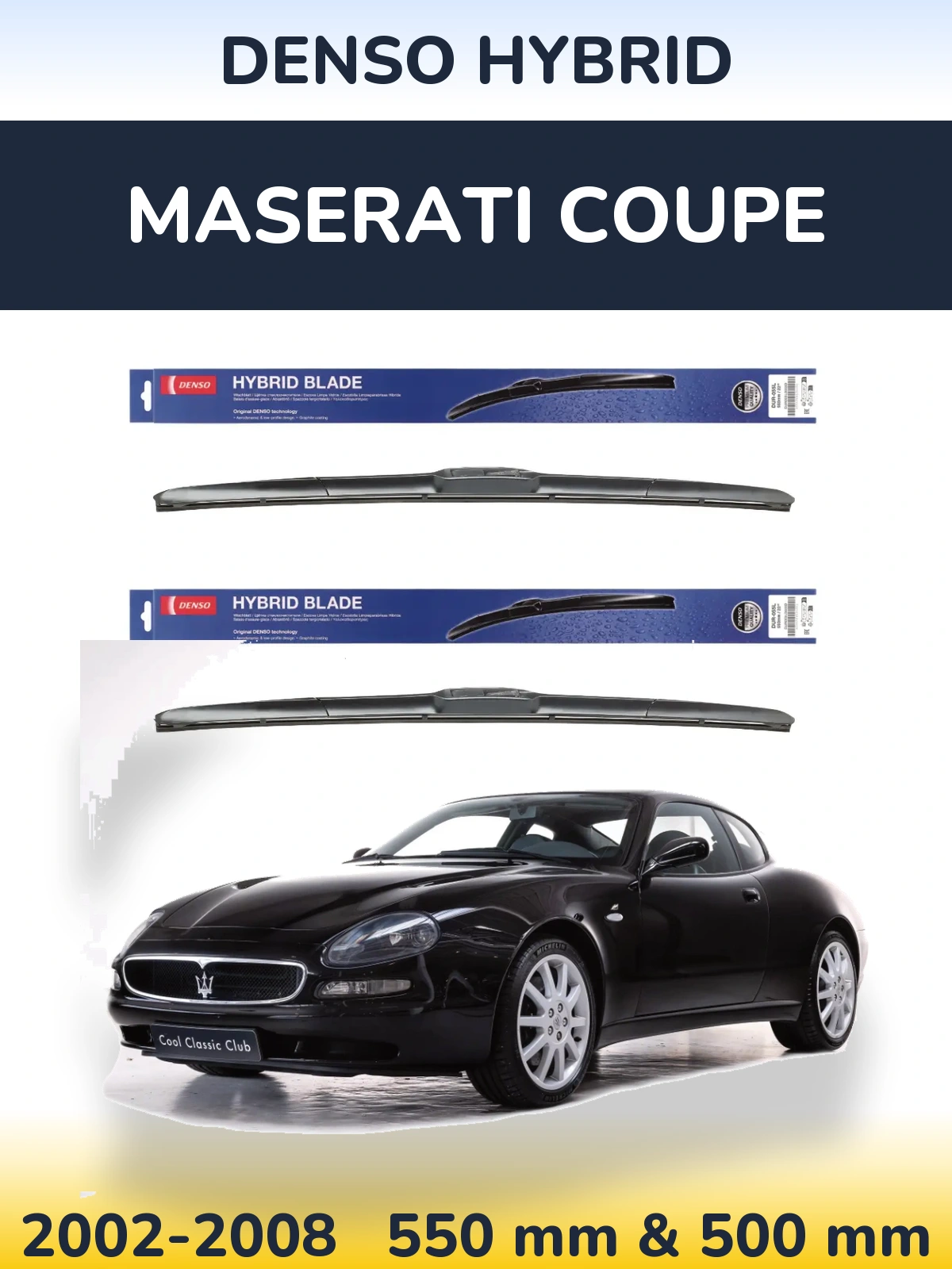 Комплект передних дворников Denso Hybrid 550 & 500 мм для Maserati Coupe 2002-2008