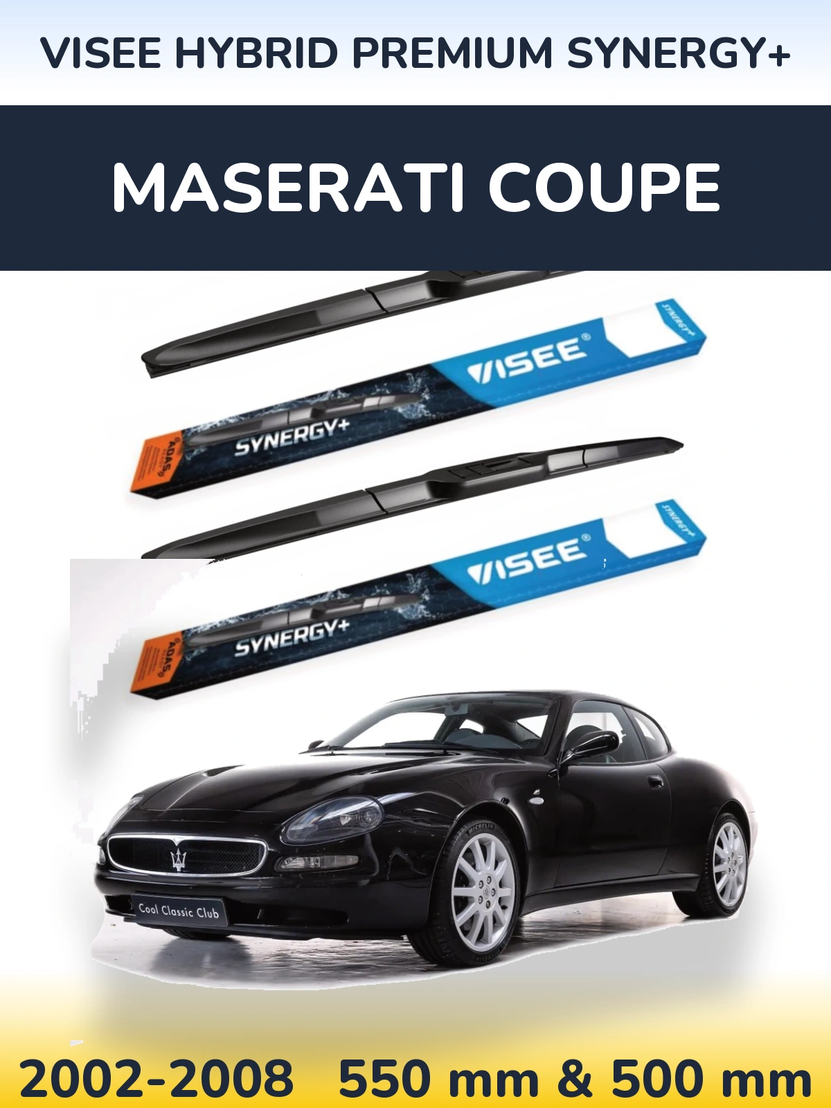Комплект передних дворников VISEE HYBRID PREMIUM SYNERGY+ 550 & 500 мм для Maserati Coupe 2002-2008