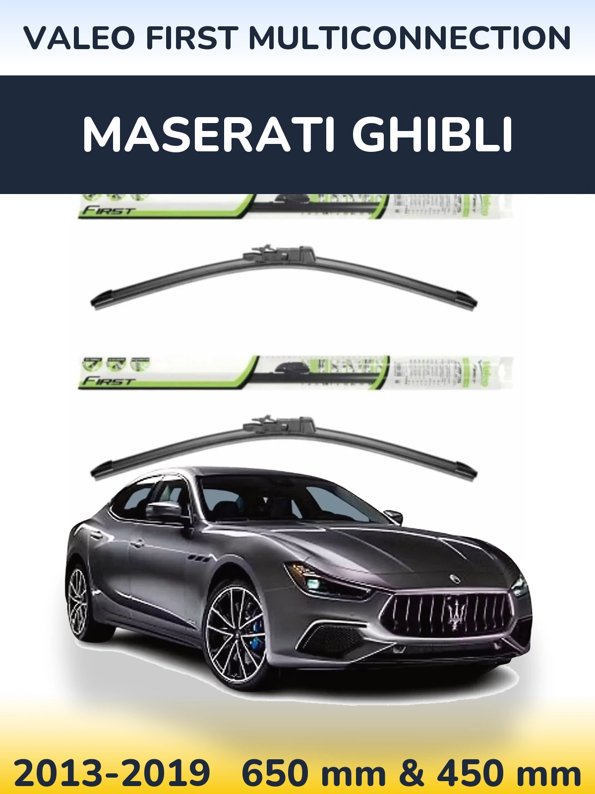 Komplet przednich wycieraczek Valeo First MultiConnection 650 & 450 mm do Maserati Ghibli 2013-2019