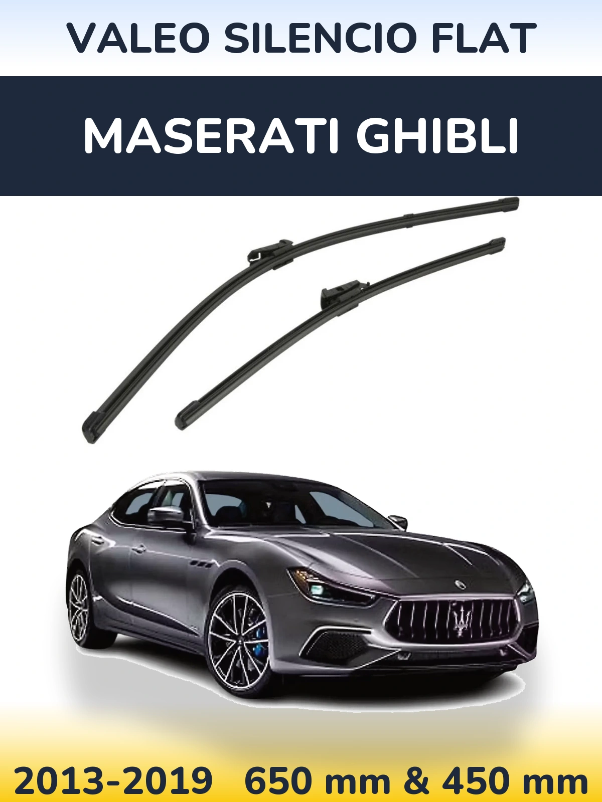 Komplet przednich wycieraczek Valeo Silencio Flat 650 & 450 mm do Maserati Ghibli 2013-2019