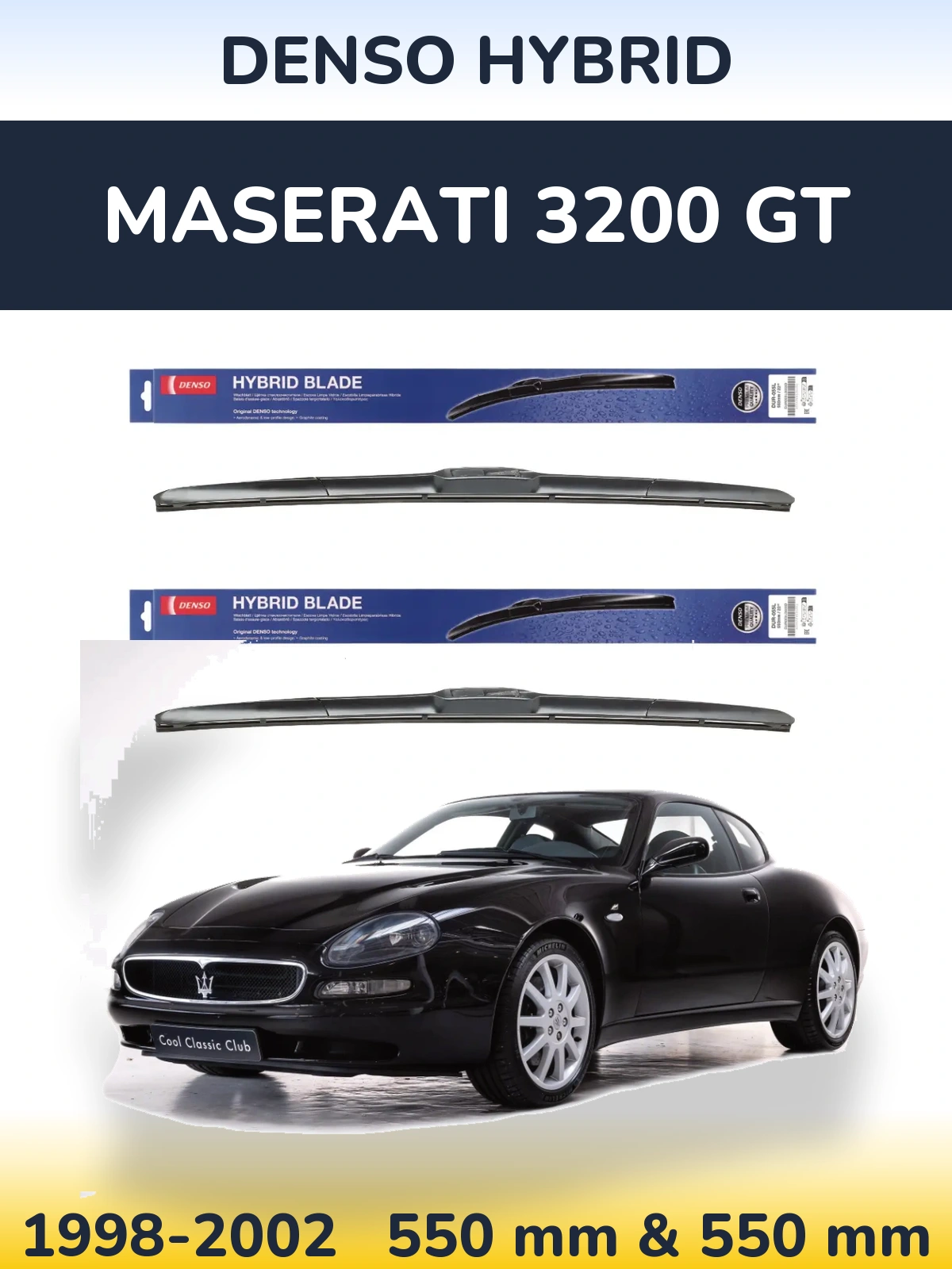Komplet przednich wycieraczek Denso Hybrid 550 & 550 mm do Maserati 3200 GT 1998-2002