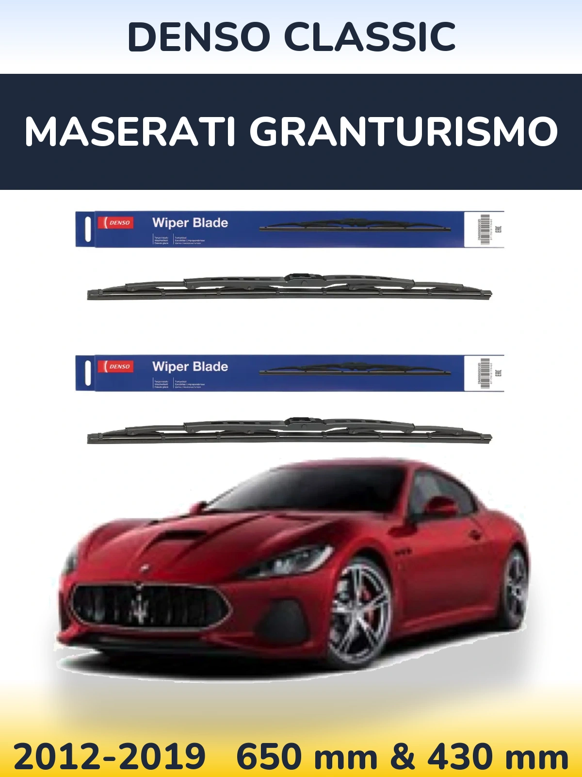 Komplet przednich wycieraczek Denso Classic 650 & 430 mm do Maserati GranTurismo 2012-2019