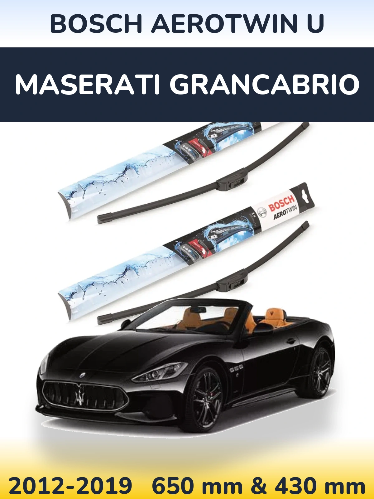 Комплект передних дворников BOSCH AeroTwin U 650 & 430 мм для Maserati GranCabrio 2012-2019