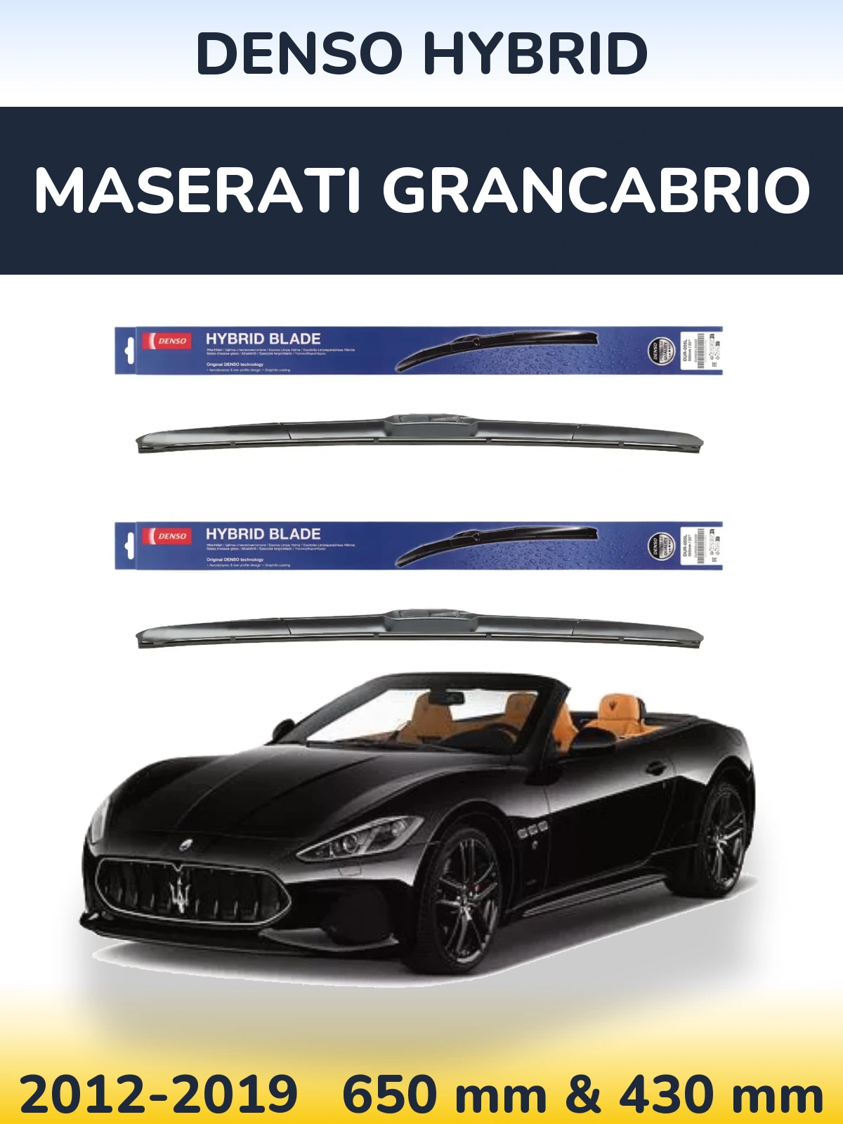 Komplet przednich wycieraczek Denso Hybrid 650 & 430 mm do Maserati GranCabrio 2012-2019