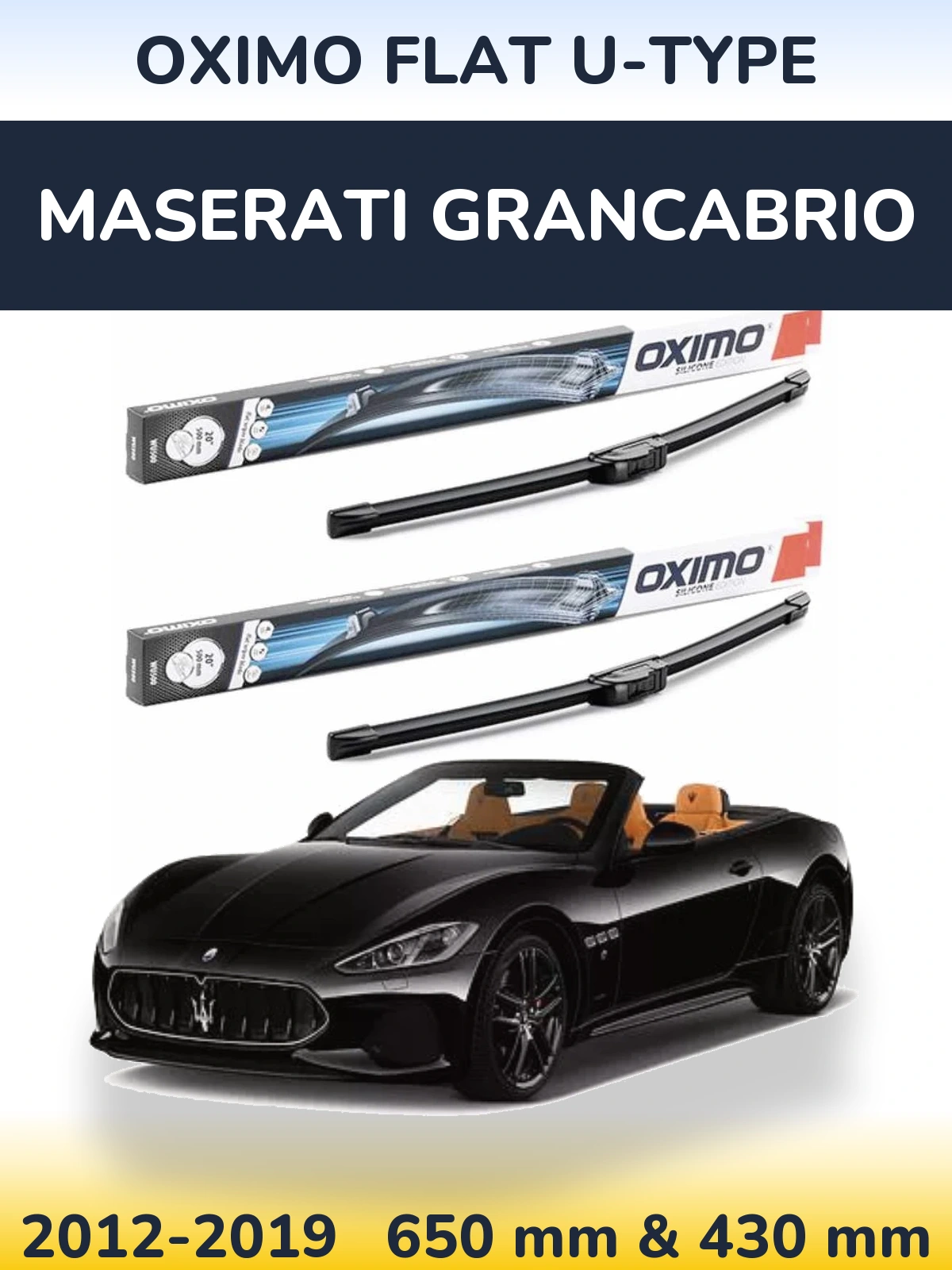 Komplet przednich wycieraczek Oximo Flat U-type 650 & 430 mm do Maserati GranCabrio 2012-2019