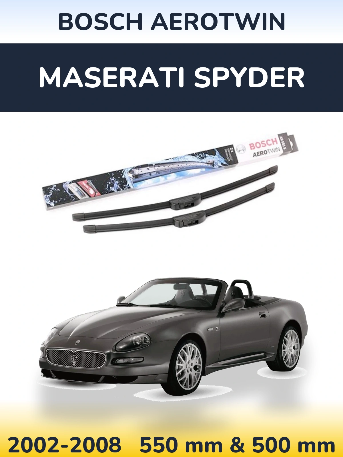 Комплект передних дворников BOSCH AeroTwin 550 & 500 мм для Maserati Spyder 2002-2008