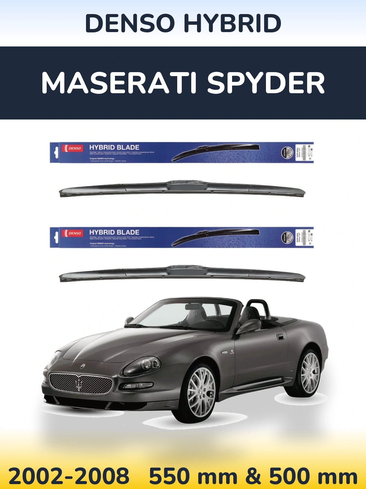 Комплект передних дворников Denso Hybrid 550 & 500 мм для Maserati Spyder 2002-2008