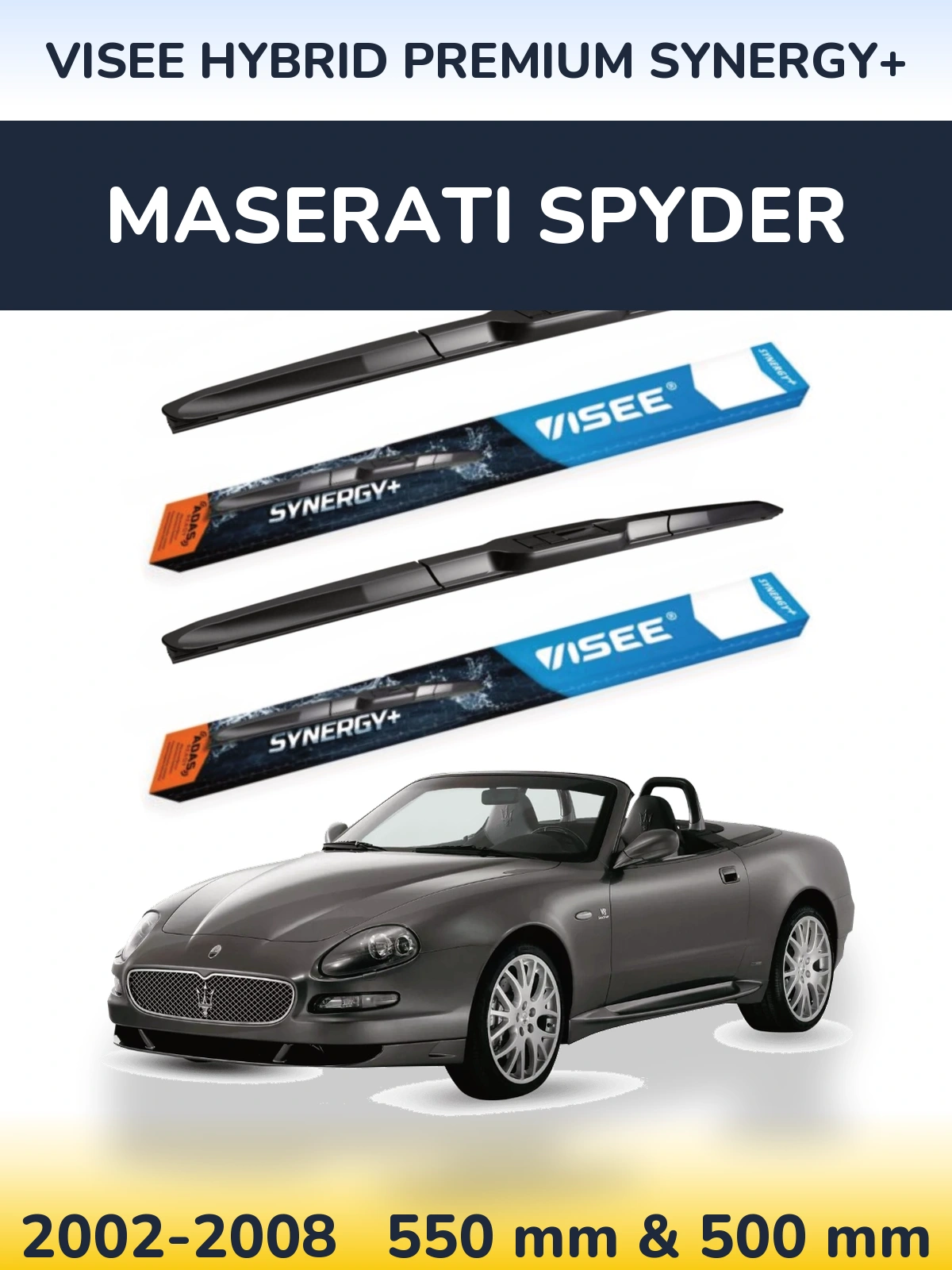 Комплект передних дворников VISEE HYBRID PREMIUM SYNERGY+ 550 & 500 мм для Maserati Spyder 2002-2008