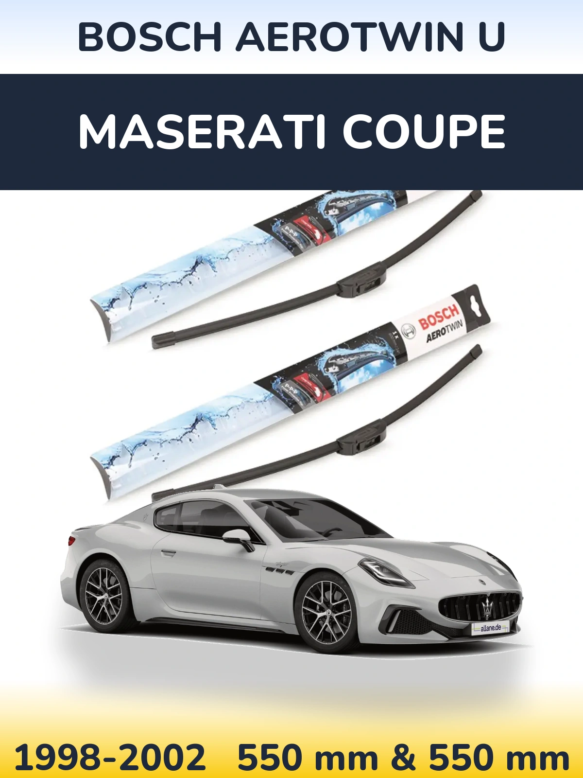 Komplet przednich wycieraczek BOSCH AeroTwin U 550 & 550 mm do Maserati Coupe 1998-2002