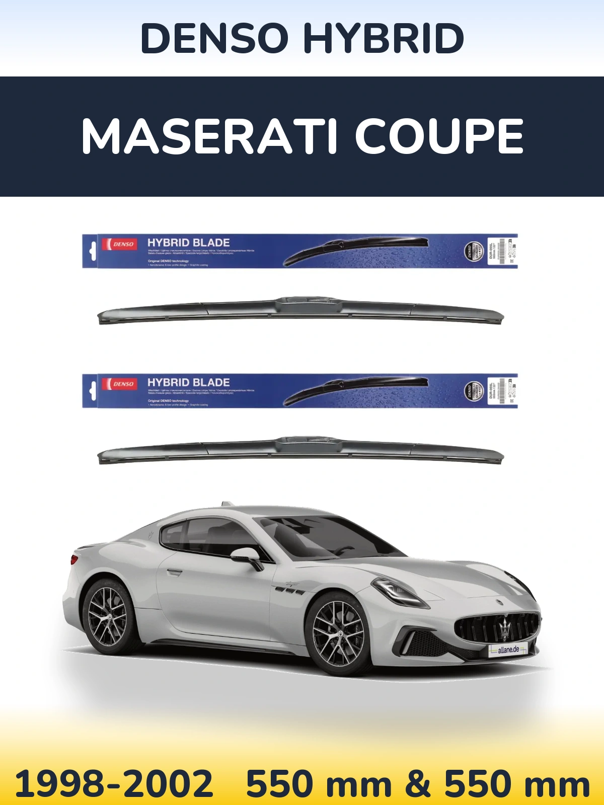 Komplet przednich wycieraczek Denso Hybrid 550 & 550 mm do Maserati Coupe 1998-2002