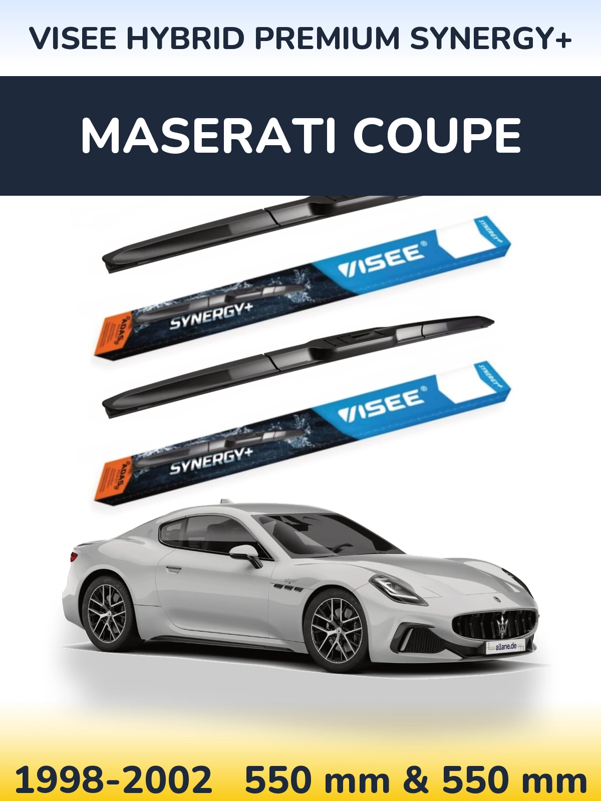 Komplet przednich wycieraczek VISEE HYBRID PREMIUM SYNERGY+ 550 & 550 mm do Maserati Coupe 1998-2002