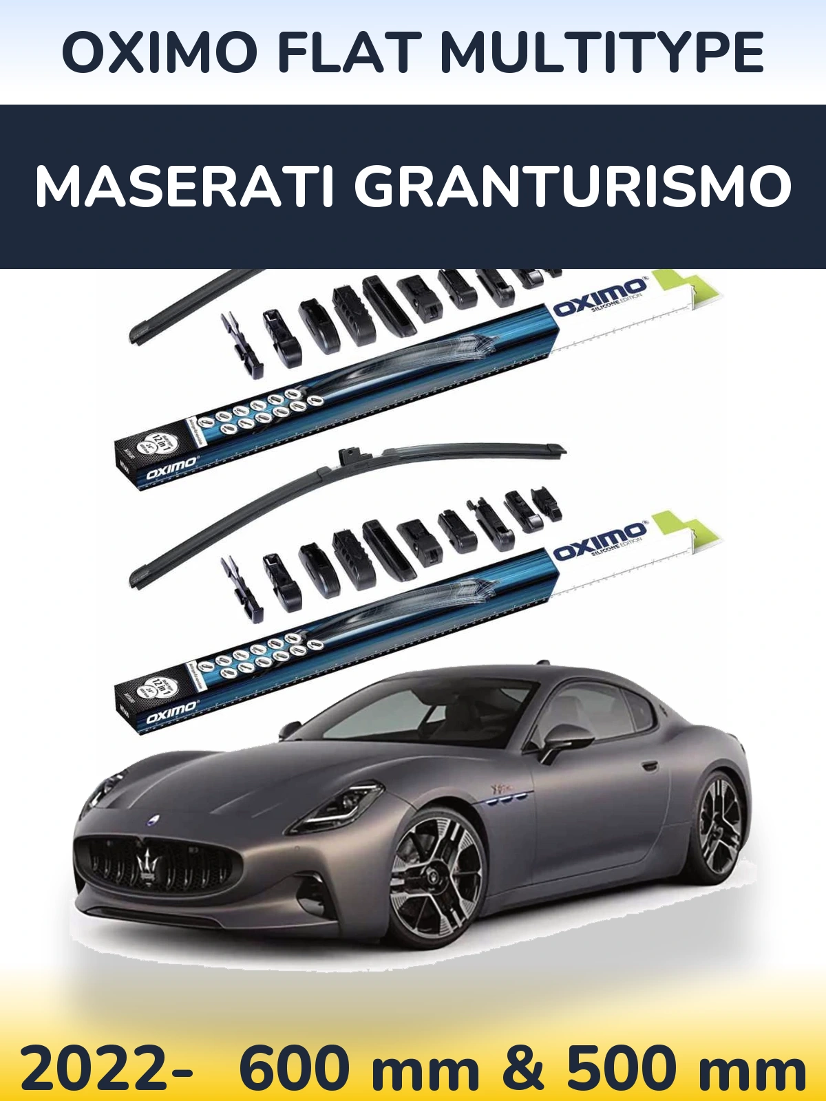Komplet przednich wycieraczek Oximo Flat MultiType 600 & 500 mm do Maserati GranTurismo 2022-2026