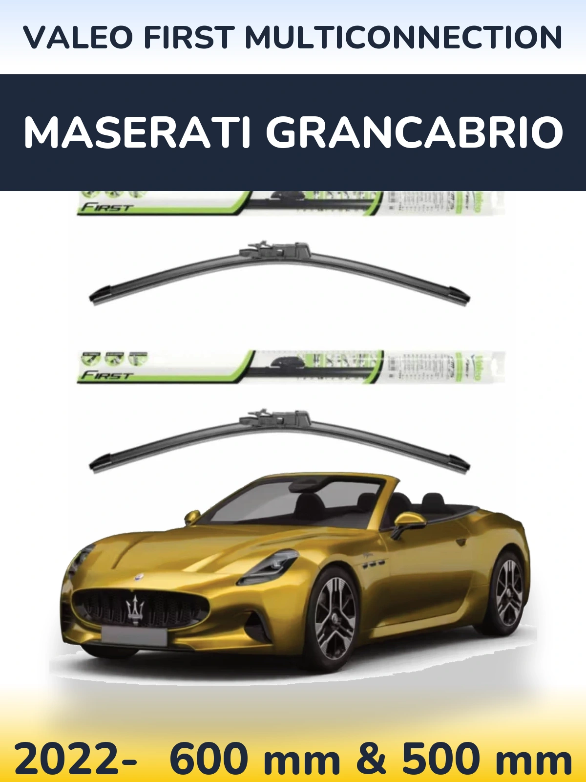 Komplet przednich wycieraczek Valeo First MultiConnection 600 & 500 mm do Maserati GranCabrio 2022-2026
