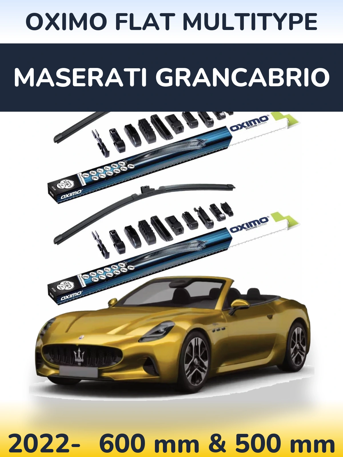 Komplet przednich wycieraczek Oximo Flat MultiType 600 & 500 mm do Maserati GranCabrio 2022-2026