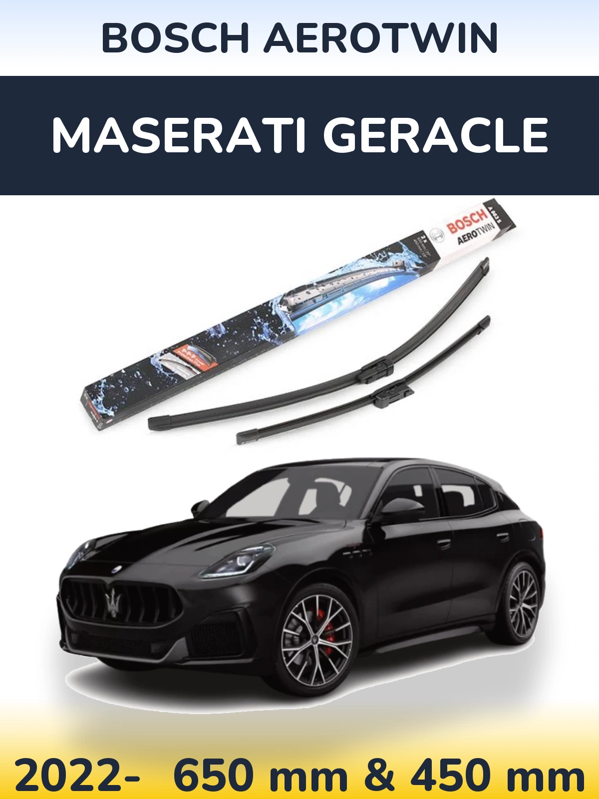 Komplet przednich wycieraczek BOSCH AeroTwin 650 & 450 mm do Maserati Geracle 2022-2026