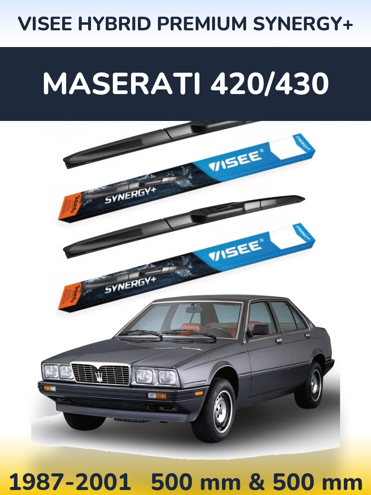 Комплект передних дворников VISEE HYBRID PREMIUM SYNERGY+ 500 & 500 мм для Maserati 420/430 1987-2001