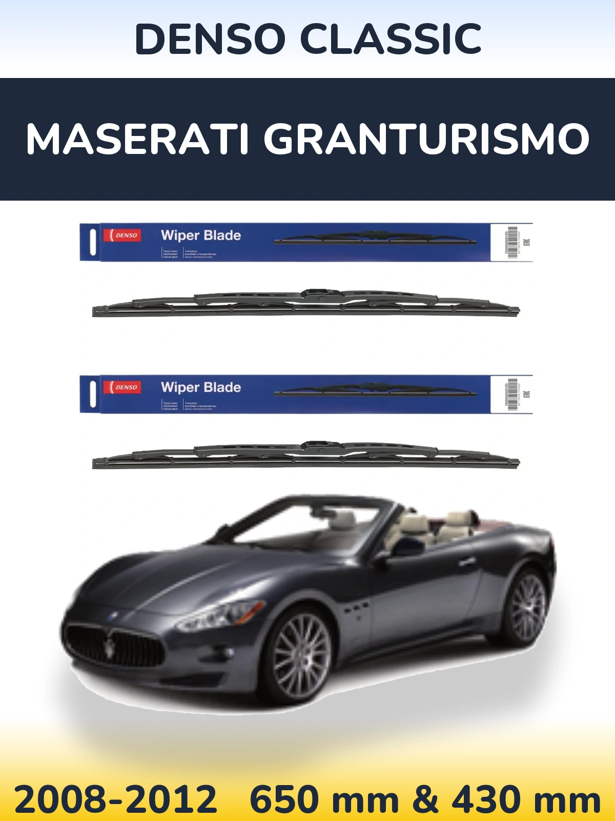 Комплект передних дворников Denso Classic 650 & 430 мм для Maserati GranTurismo 2008-2012