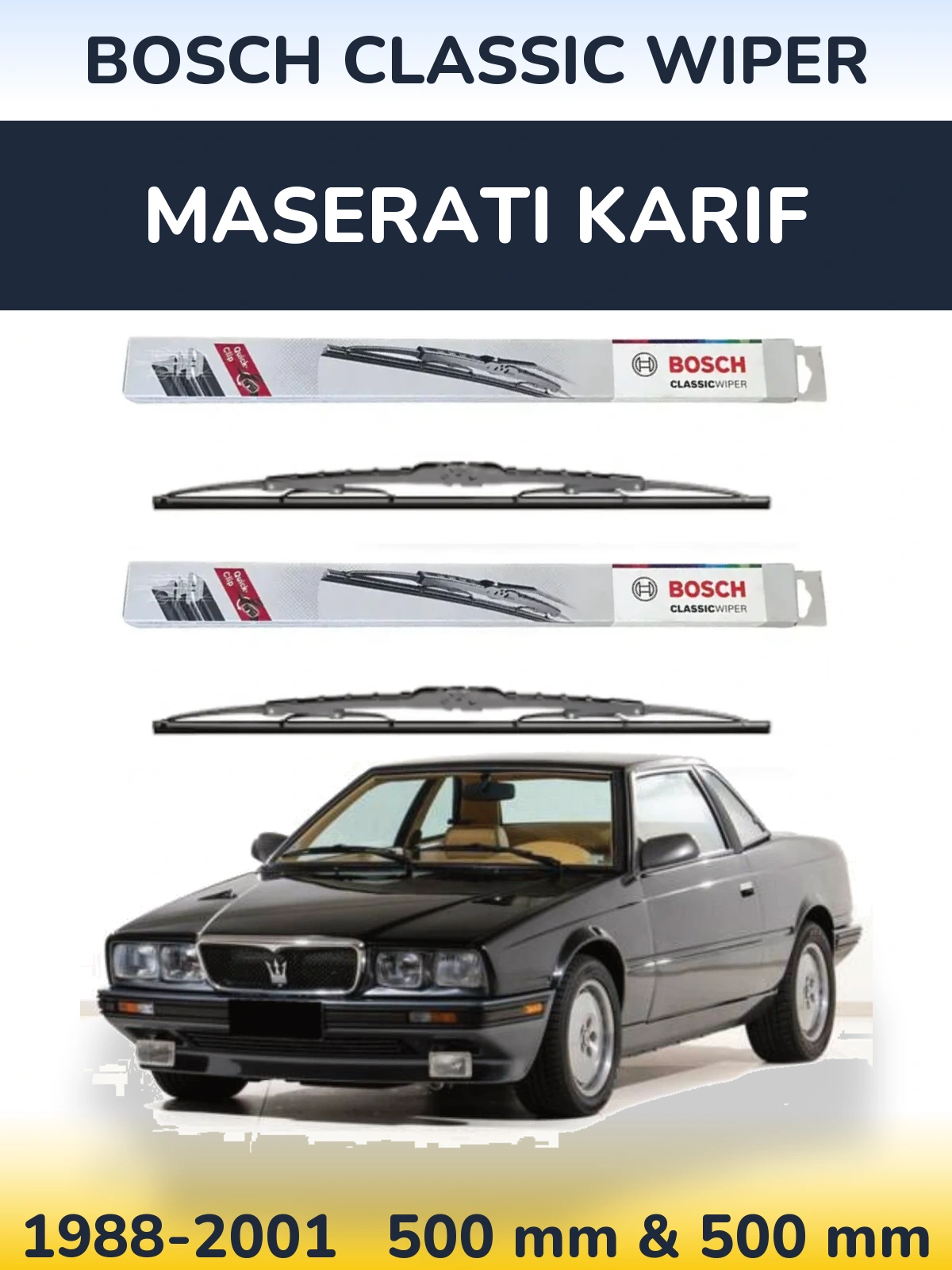 Komplet przednich wycieraczek BOSCH Classic Wiper 500 & 500 mm do Maserati Karif 1988-2001