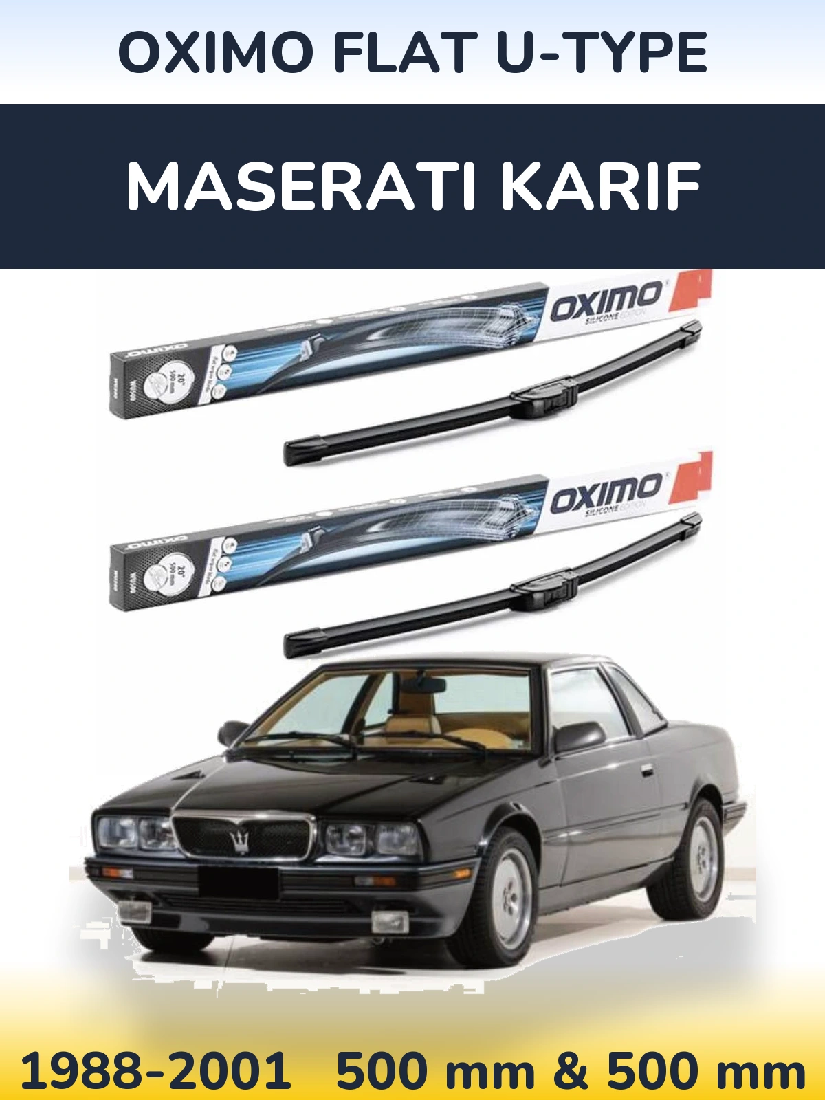 Komplet przednich wycieraczek Oximo Flat U-type 500 & 500 mm do Maserati Karif 1988-2001