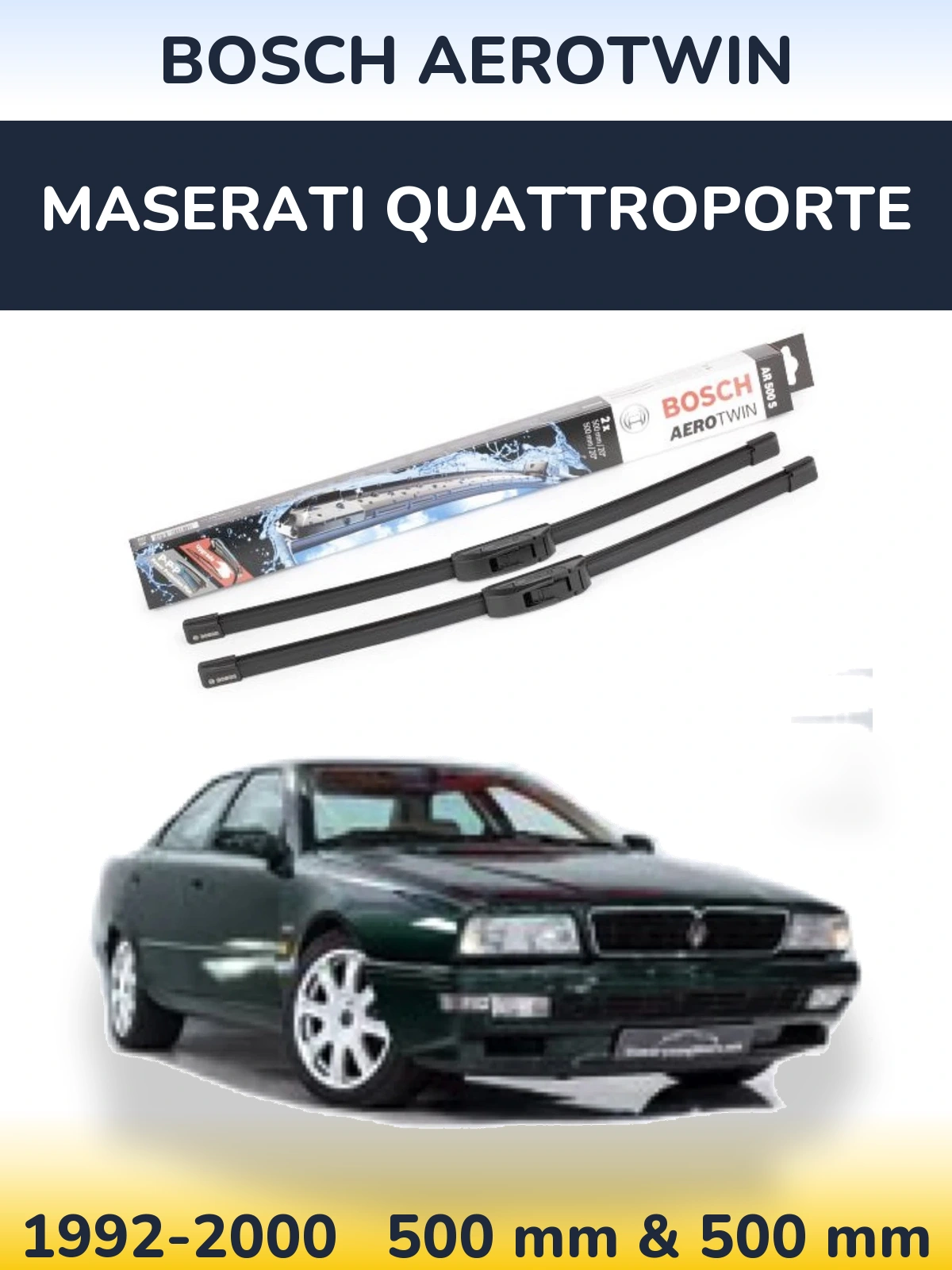 Komplet przednich wycieraczek BOSCH AeroTwin 500 & 500 mm do Maserati Quattroporte 1992-2000