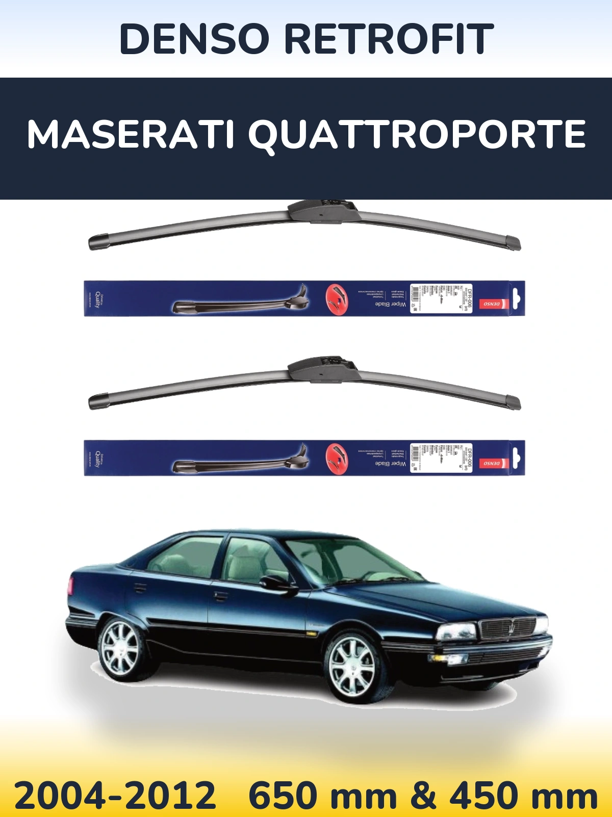 Комплект передних дворников Denso Retrofit 650 & 450 мм для Maserati Quattroporte 2004-2012