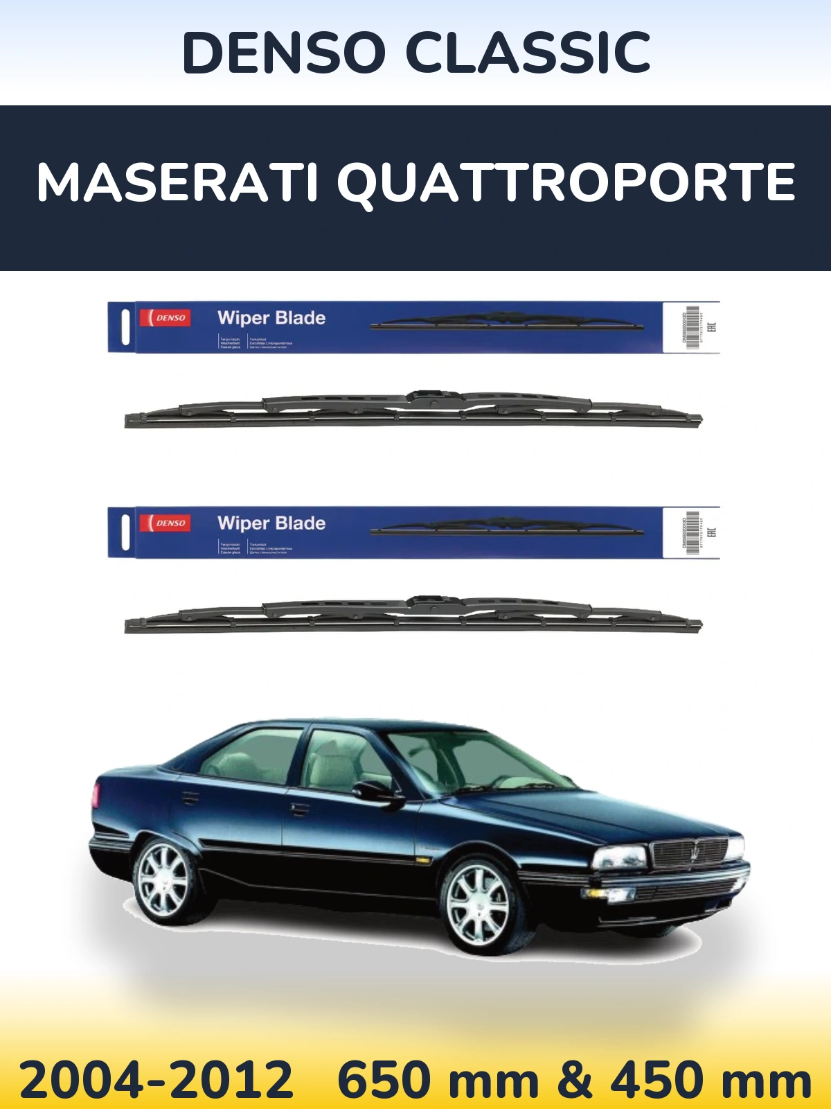 Комплект передних дворников Denso Classic 650 & 450 мм для Maserati Quattroporte 2004-2012