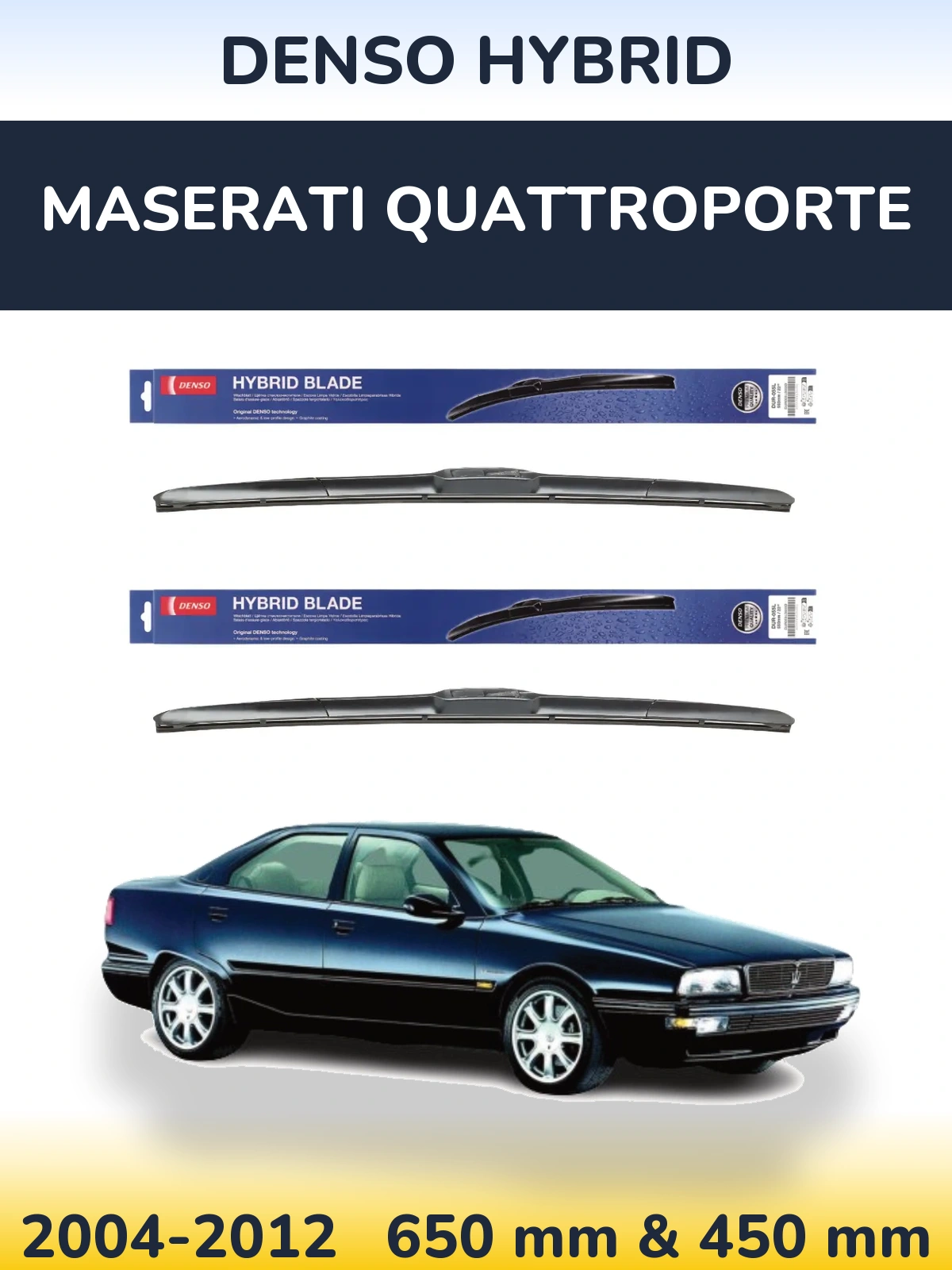 Комплект передних дворников Denso Hybrid 650 & 450 мм для Maserati Quattroporte 2004-2012