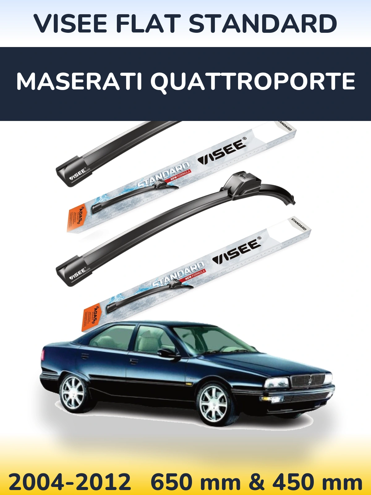 Комплект передних дворников VISEE FLAT STANDARD 650 & 450 мм для Maserati Quattroporte 2004-2012
