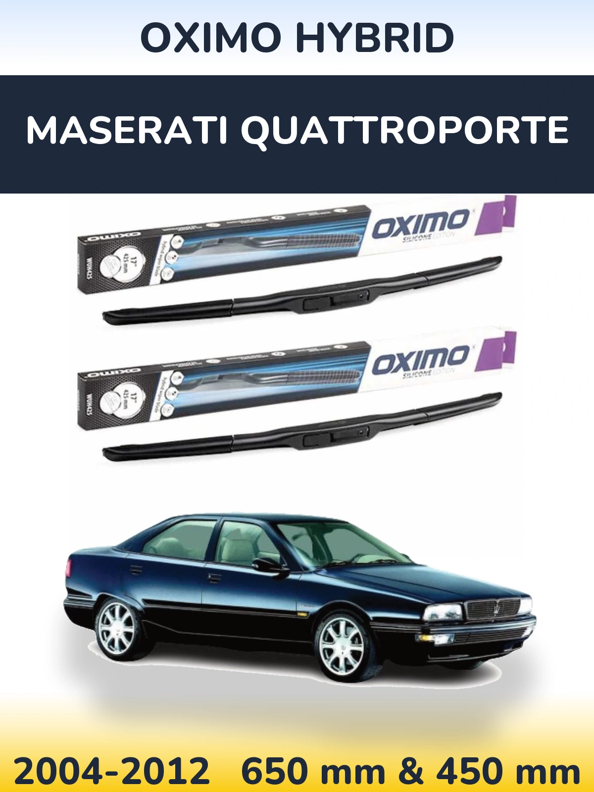 Комплект передних дворников Oximo Hybrid 650 & 450 мм для Maserati Quattroporte 2004-2012