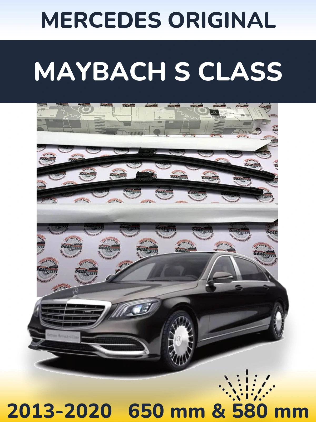 Komplet przednich wycieraczek Mercedes OEM Mercedes Original 650 & 580 mm do Maybach Klasa S 2013-2020