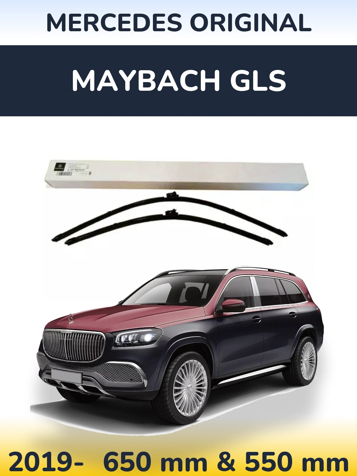 Komplet przednich wycieraczek Mercedes OEM Mercedes Original 650 & 550 mm do Maybach GLS 2019-2026